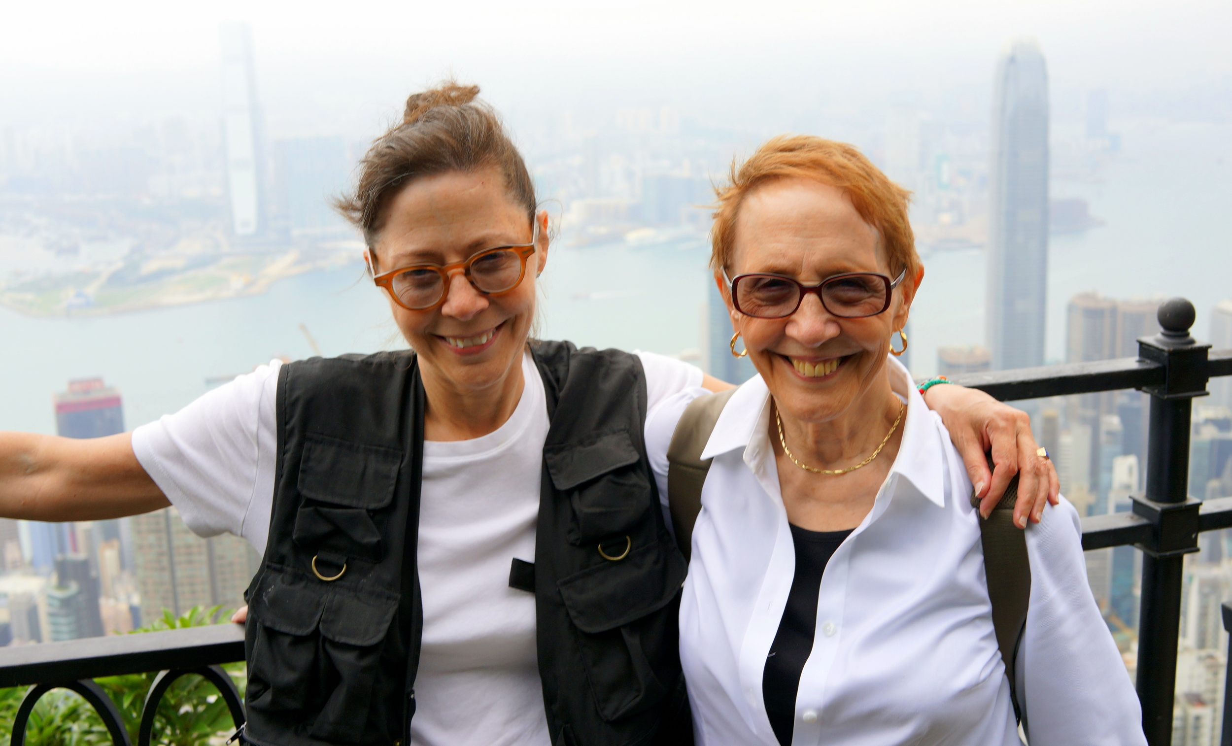 Joyce and Rochelle, sisters enjoying the view from the Peak