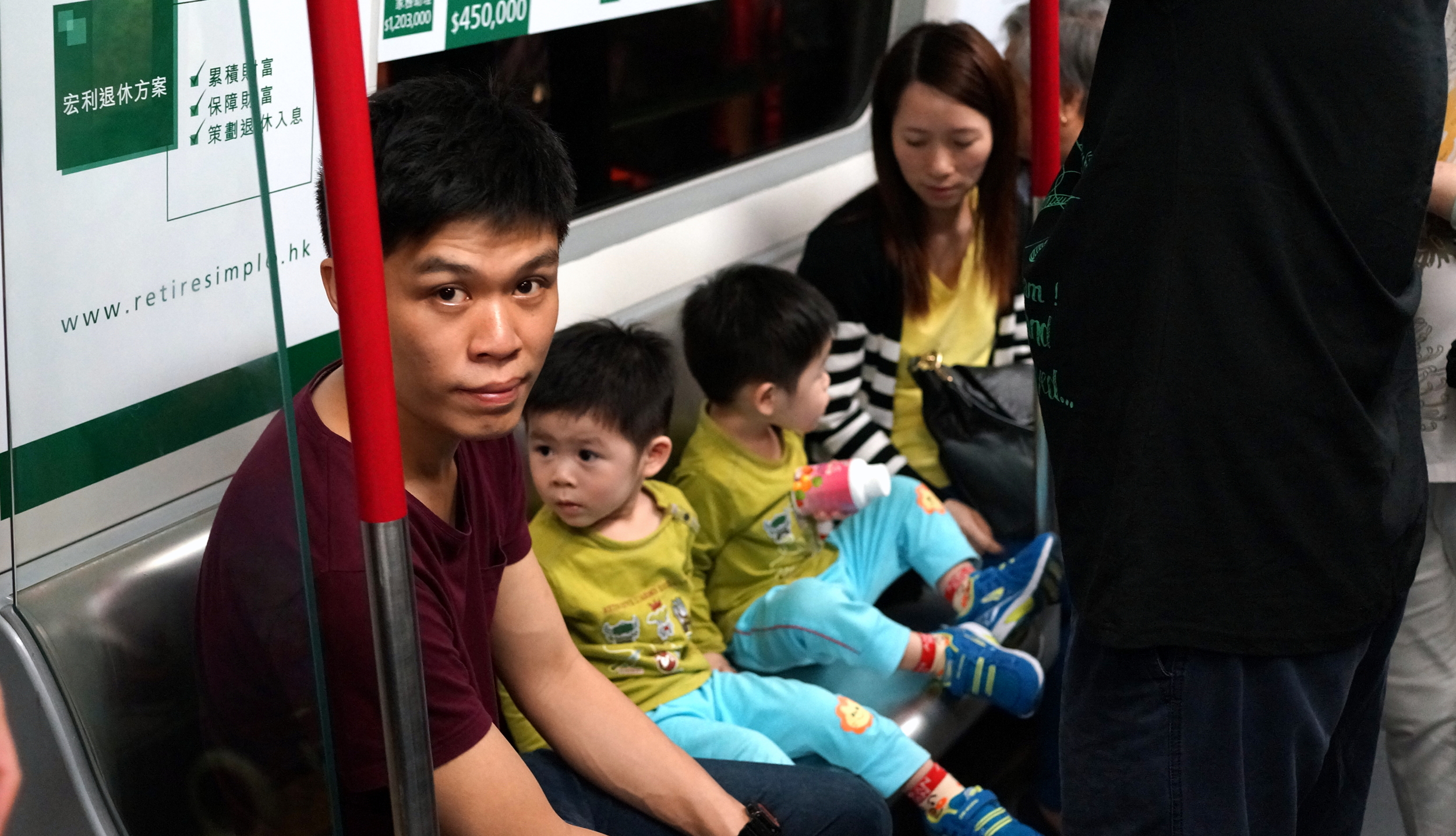 This bloke had twins with him, this is me getting the death stare