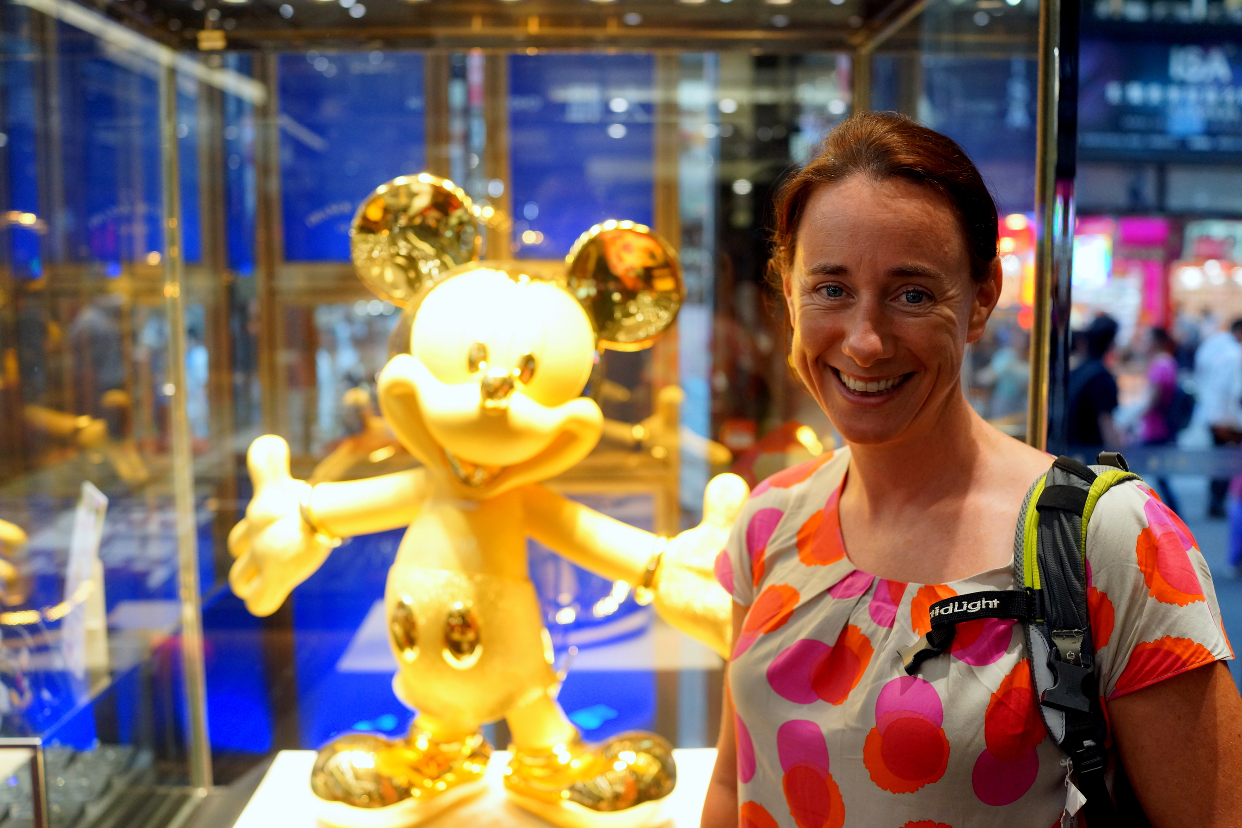Meet Jax, Jax works for the British Government in Bangladesh... here she is sharing the spotlight with the 24k pure gold Mickey Mouse (10.58kg and US$460,000) in Chow Tai Fook on Nathan Road