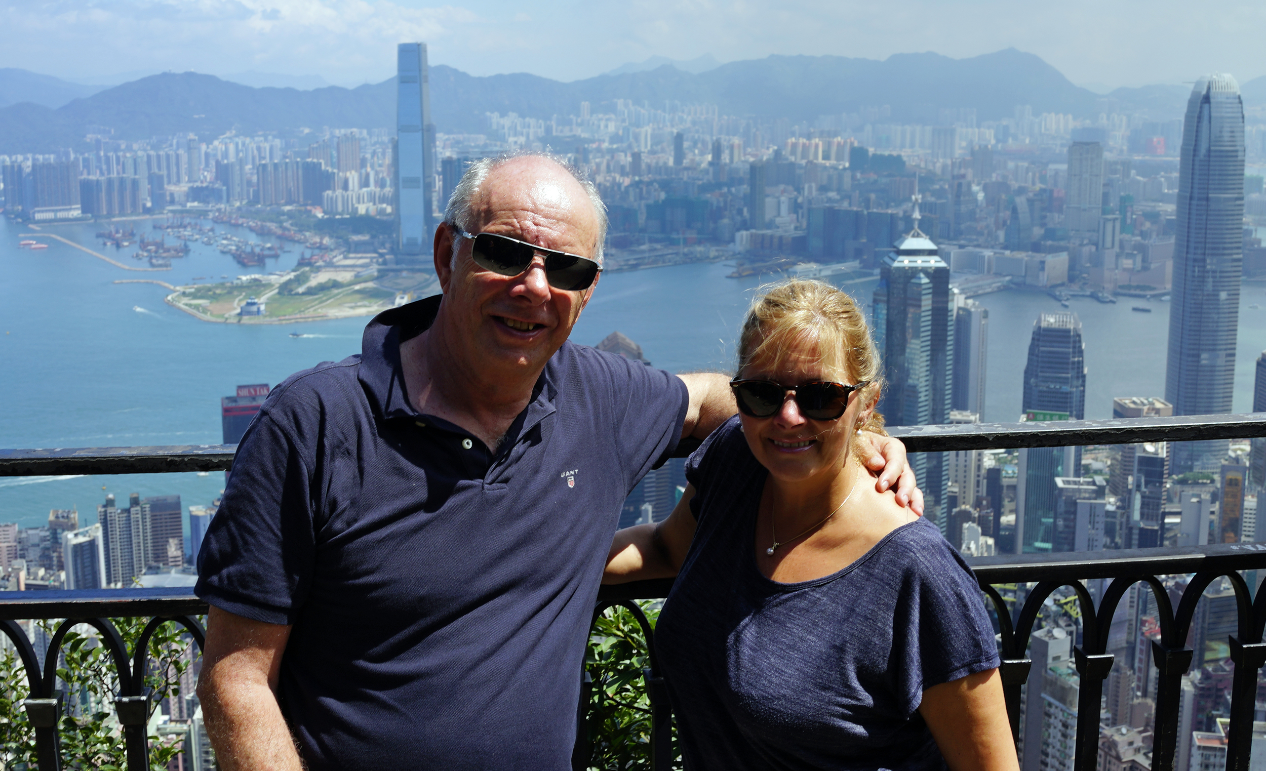 Bill and Jan relaxing at the spot at Victoria Peak, Hong Kong.