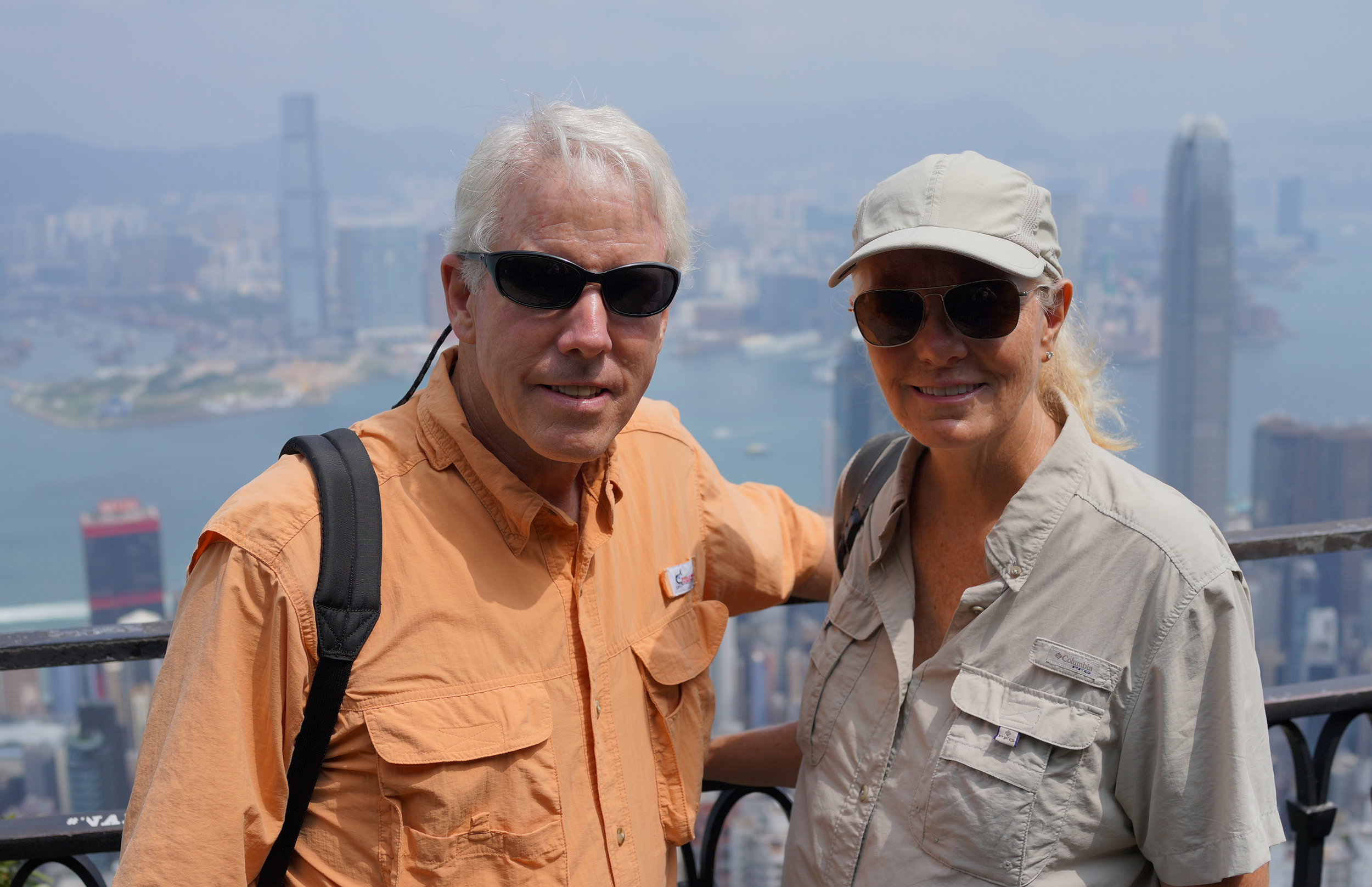 Rol and Tacie enjoying the view from my spot at Victoria Peak