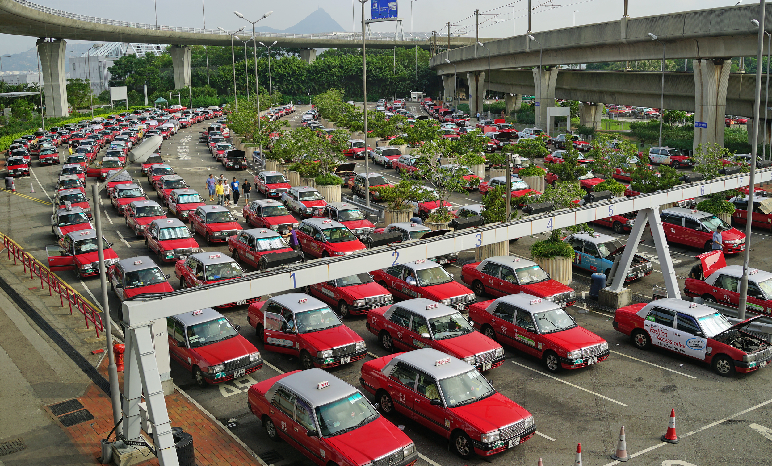 Hong Kong has over 18,500 taxi's most of them seem to be at the airport!