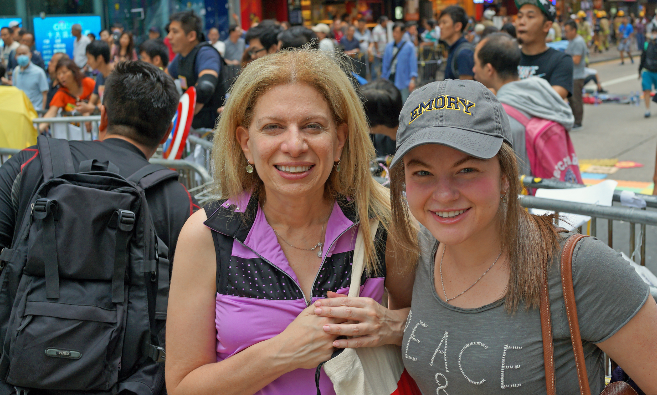 Shari and Ali in the thick of it in Mong Kok in Kowloon