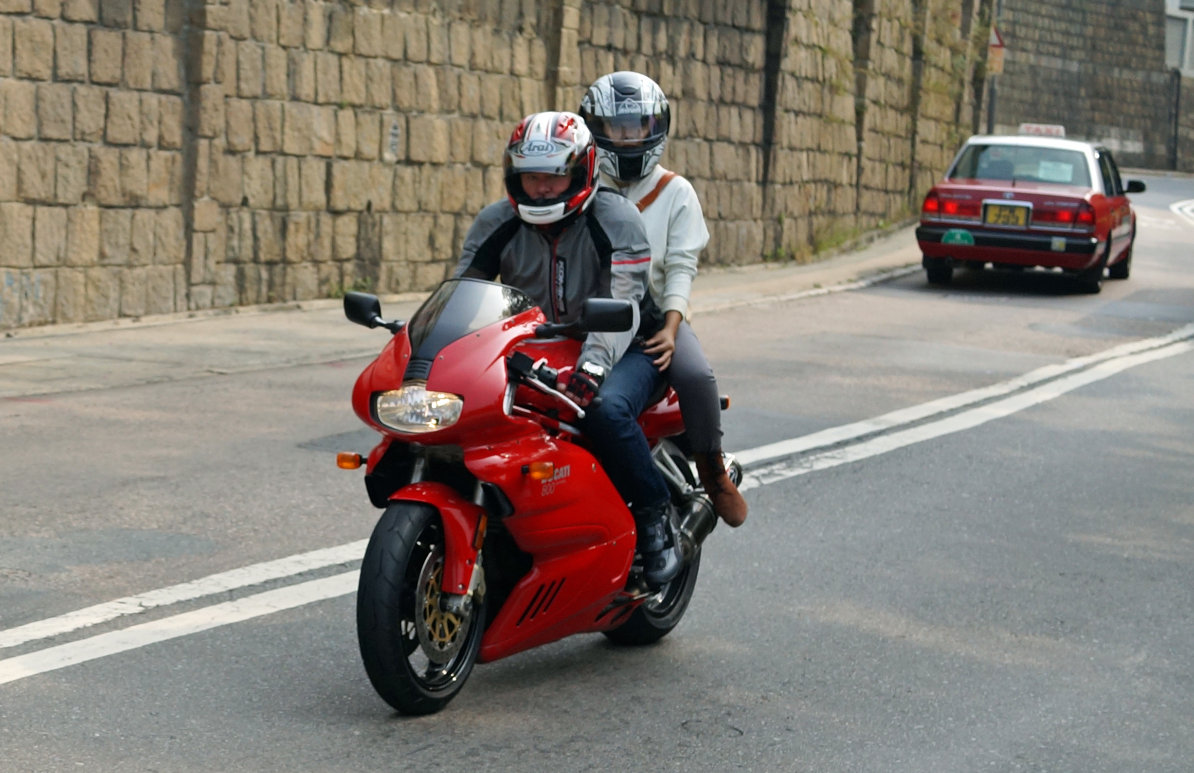 Me getting the evil eye from these youngsters on a fabulous bike, the Ducati