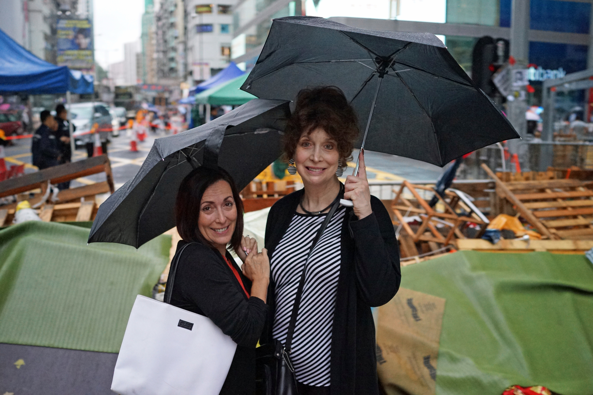 Alisa and Cathy are cousins - here they are at the protest site in Mong Kok, Kowloon