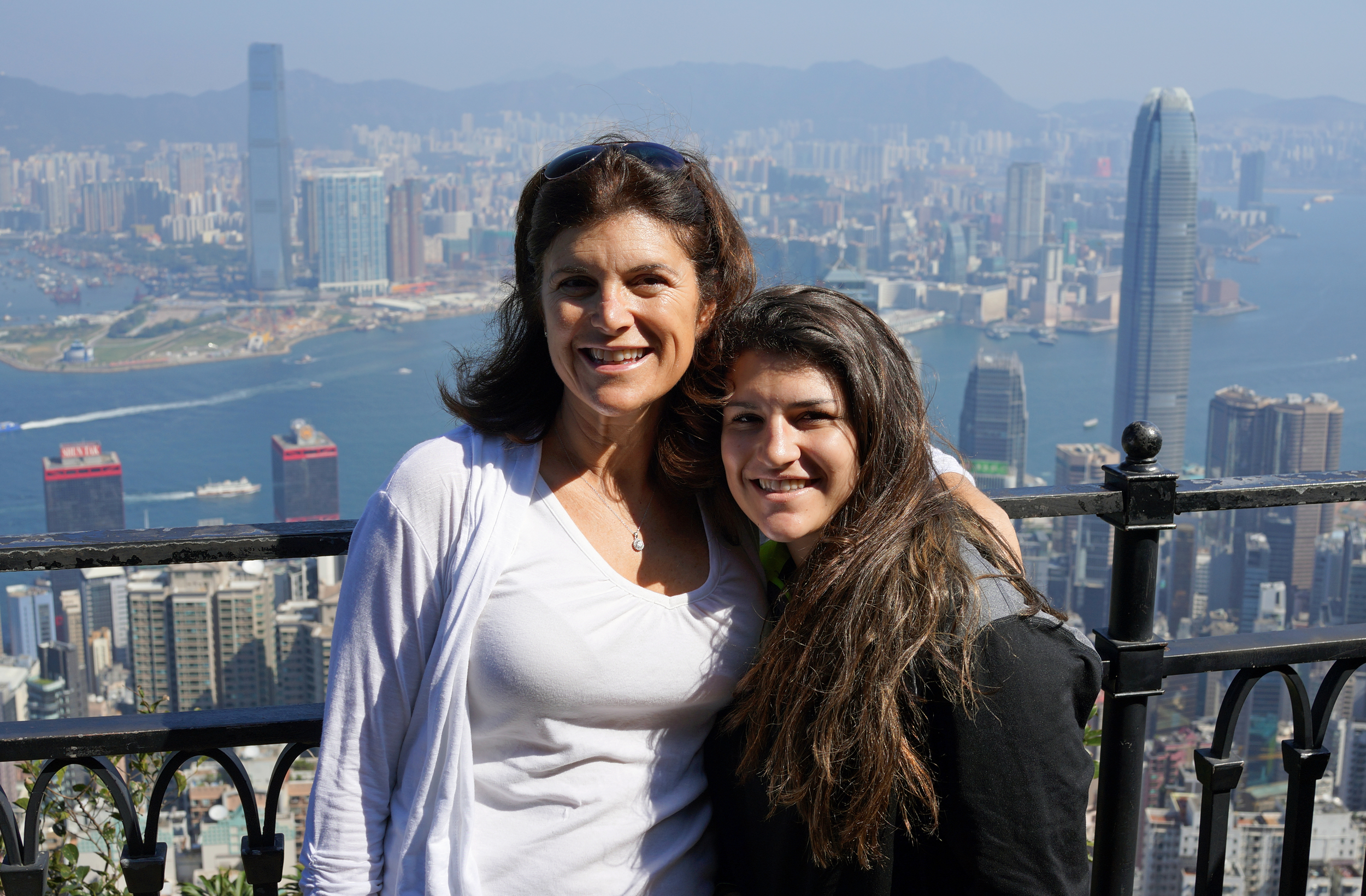 Angel and Julia enjoying the amazing views from my spot at the Peak on a lovely, lovely day.
