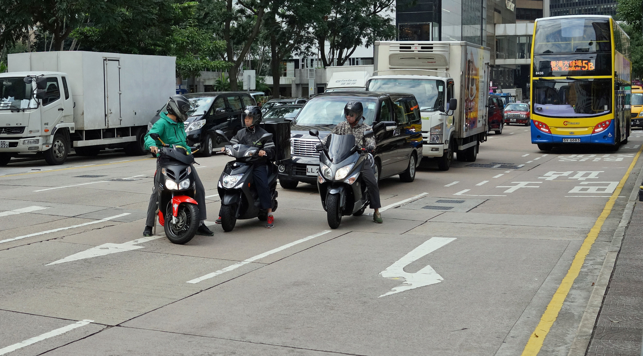 Due to protesters blocking the major road on Hong Kong Island for 10 weeks tempers amongst regular folk have become very short and handbags at dawn is a very common sight - these guys almost came to blows over some minor matter or other