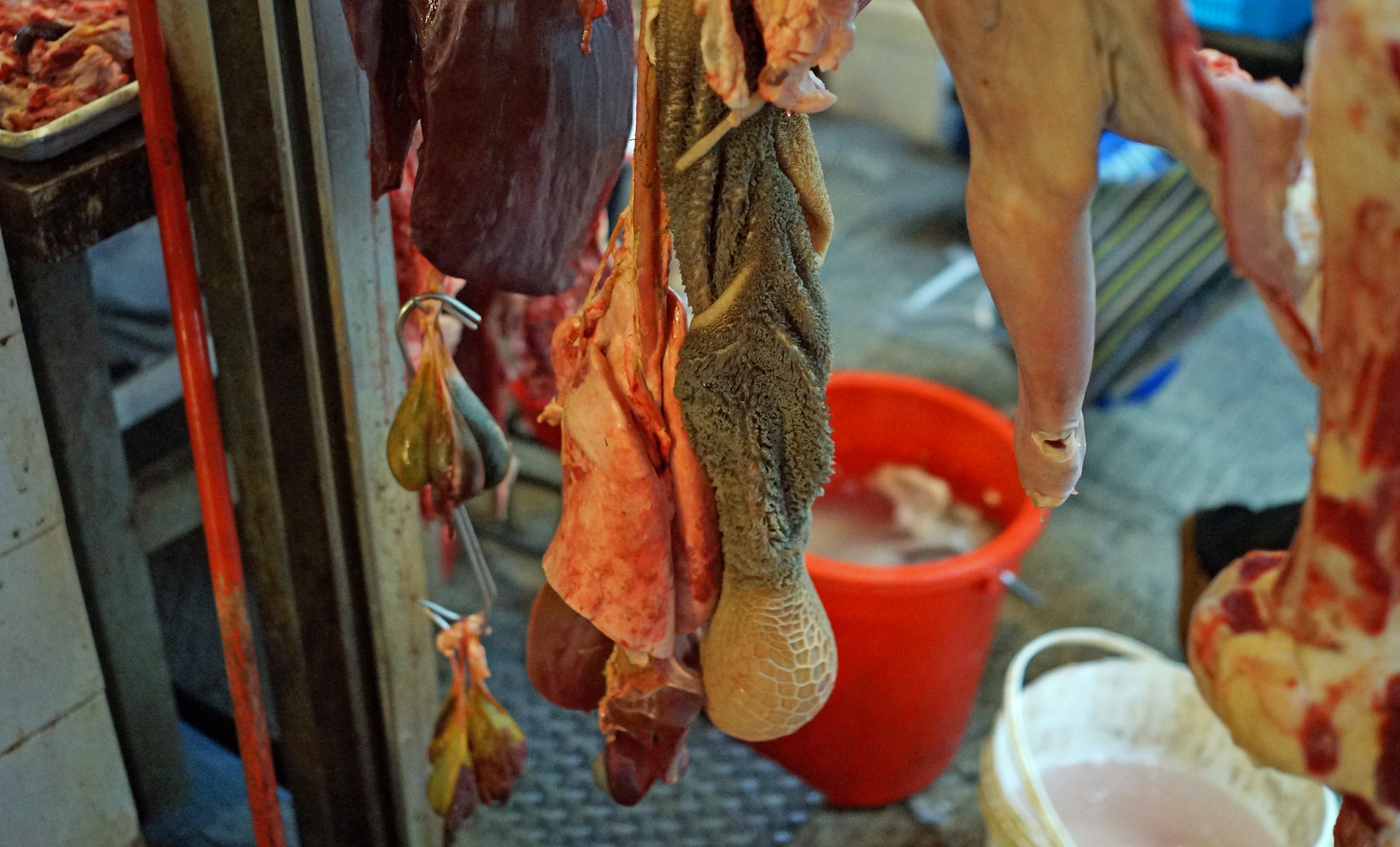Guts and stuff, a fairly common sight in our fast dwindling wet markets