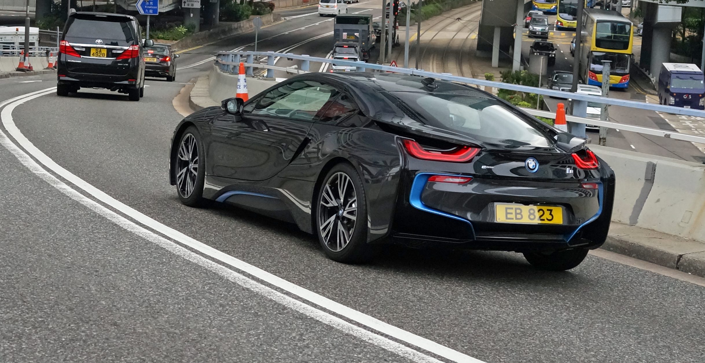 This is NOT a Tesla, this is the brilliant BMW i8.. an all electric car which is streets ahead of the Tesla in my book. It is simply unbelievable just how popular the Tesla has become in Hong Kong (the sedan Model S, not the crappy little sports car).