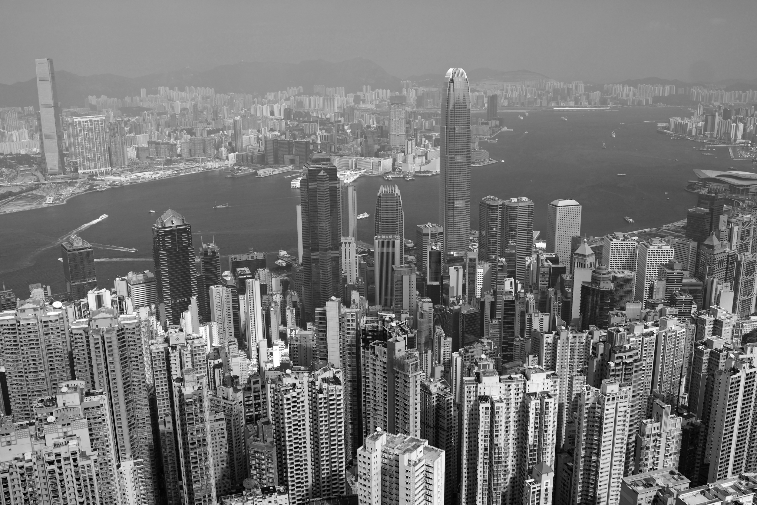 I am not a fan of black and white images.. ut every now and then it is fun to see one, so here is one from my spot at the Peak on a somewhat hazy day.