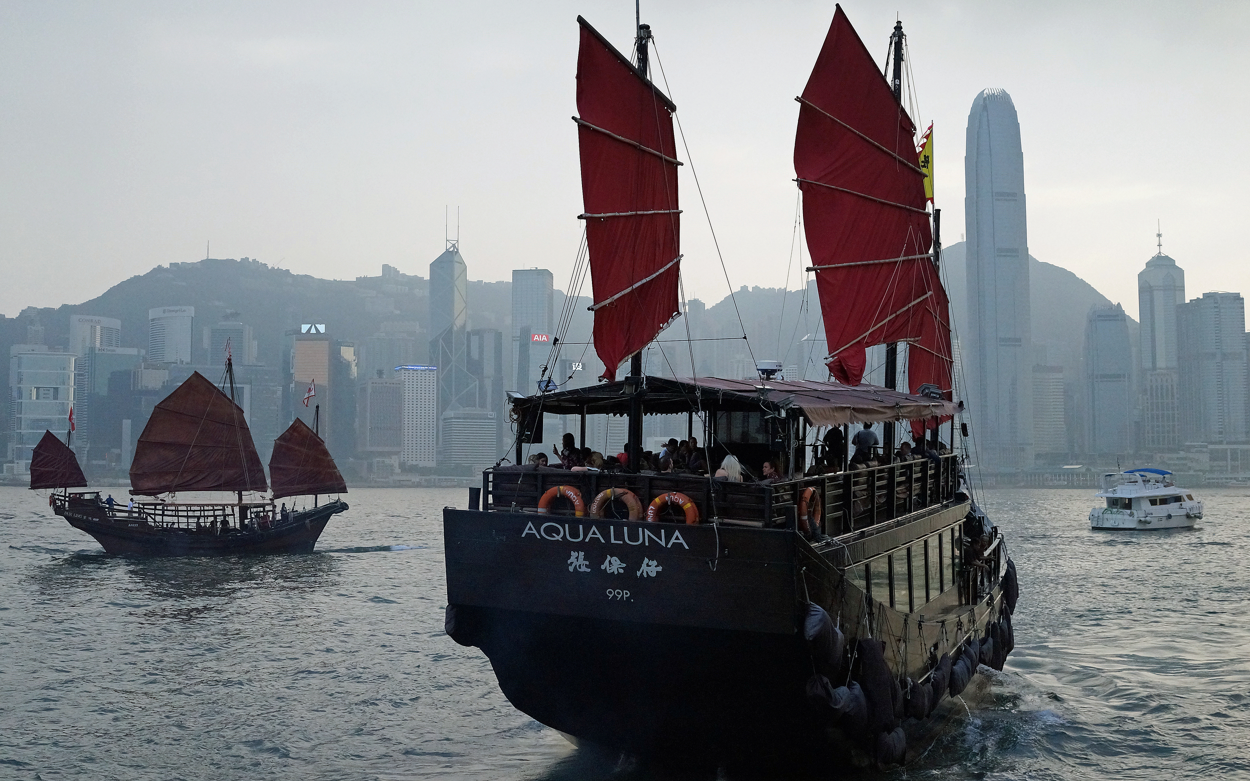 The Aqua Luna is everyone's favourite fishing junk for puttering around Hong Kong Harbour -