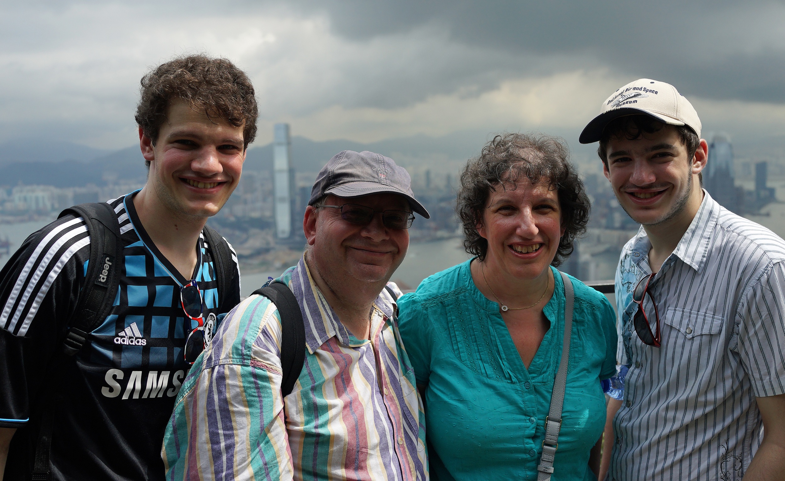 Laurence and his family enjoying the view from my spot at the Peak