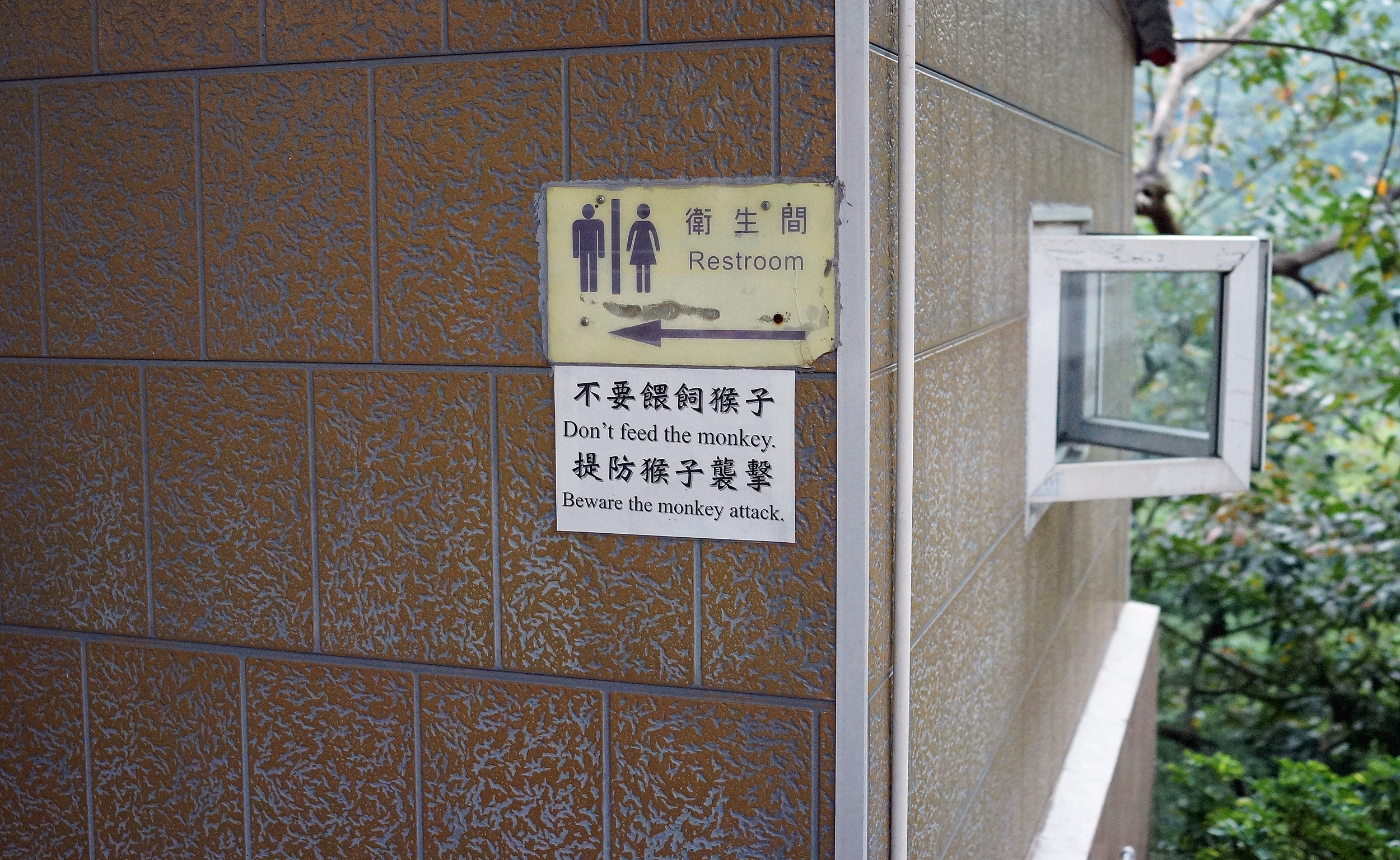Still one of the funniest signs you can see in Hong Kong at the bathrooms at the 10,000 Buddha Monastery in Shatin! as if going to the bathroom in a jungle setting is not stressful enough!
