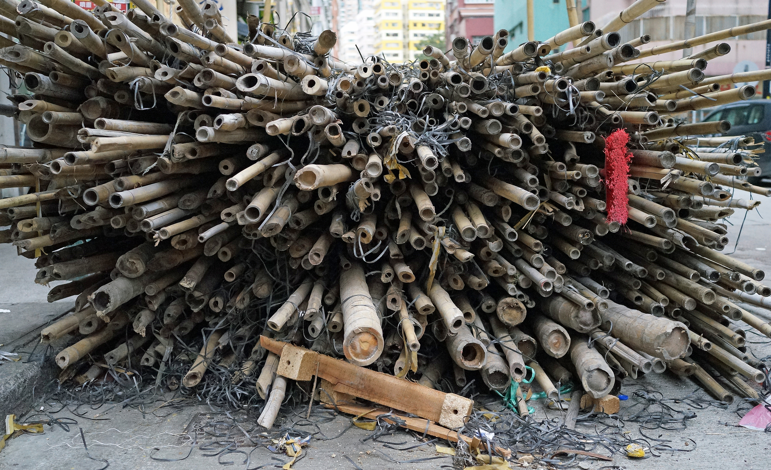 Bamboo scaffolding - it is just the way it is done in Hong Kong.