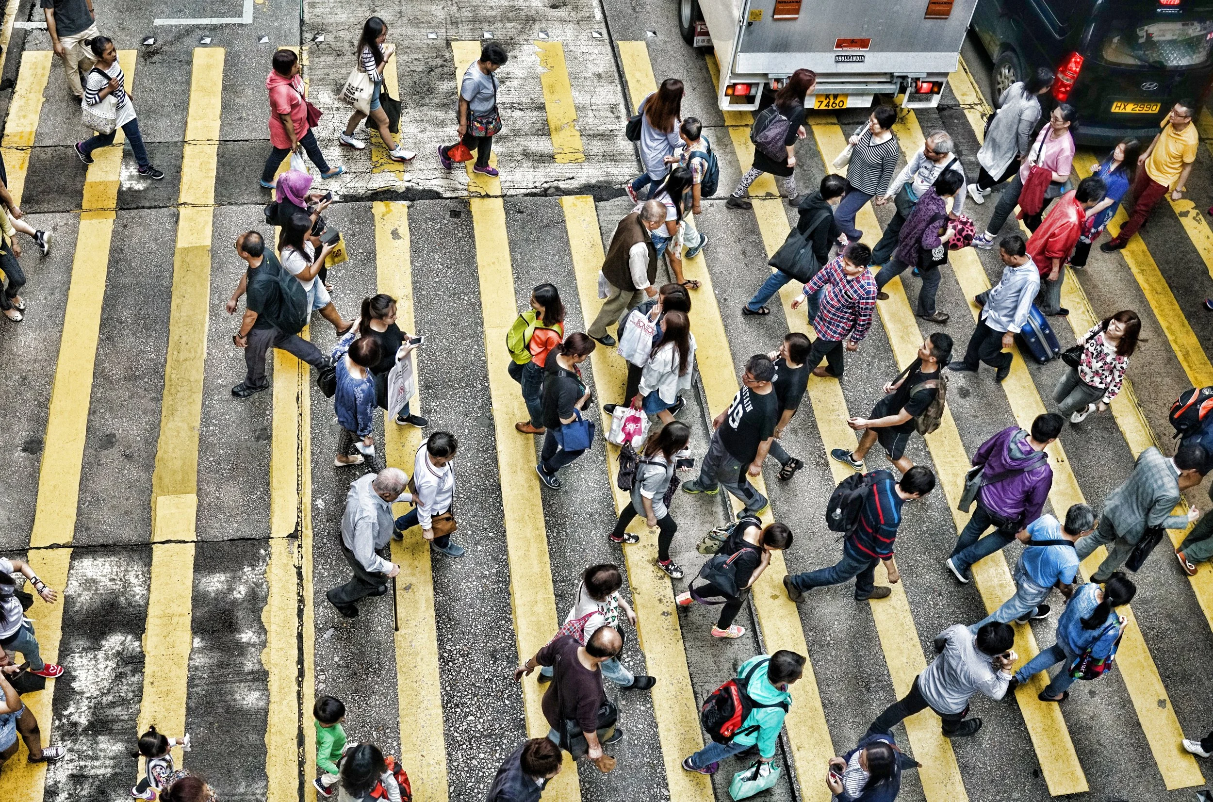 Most of our street crossings are a little busy! this one is in Mong Kok in Kowloon.