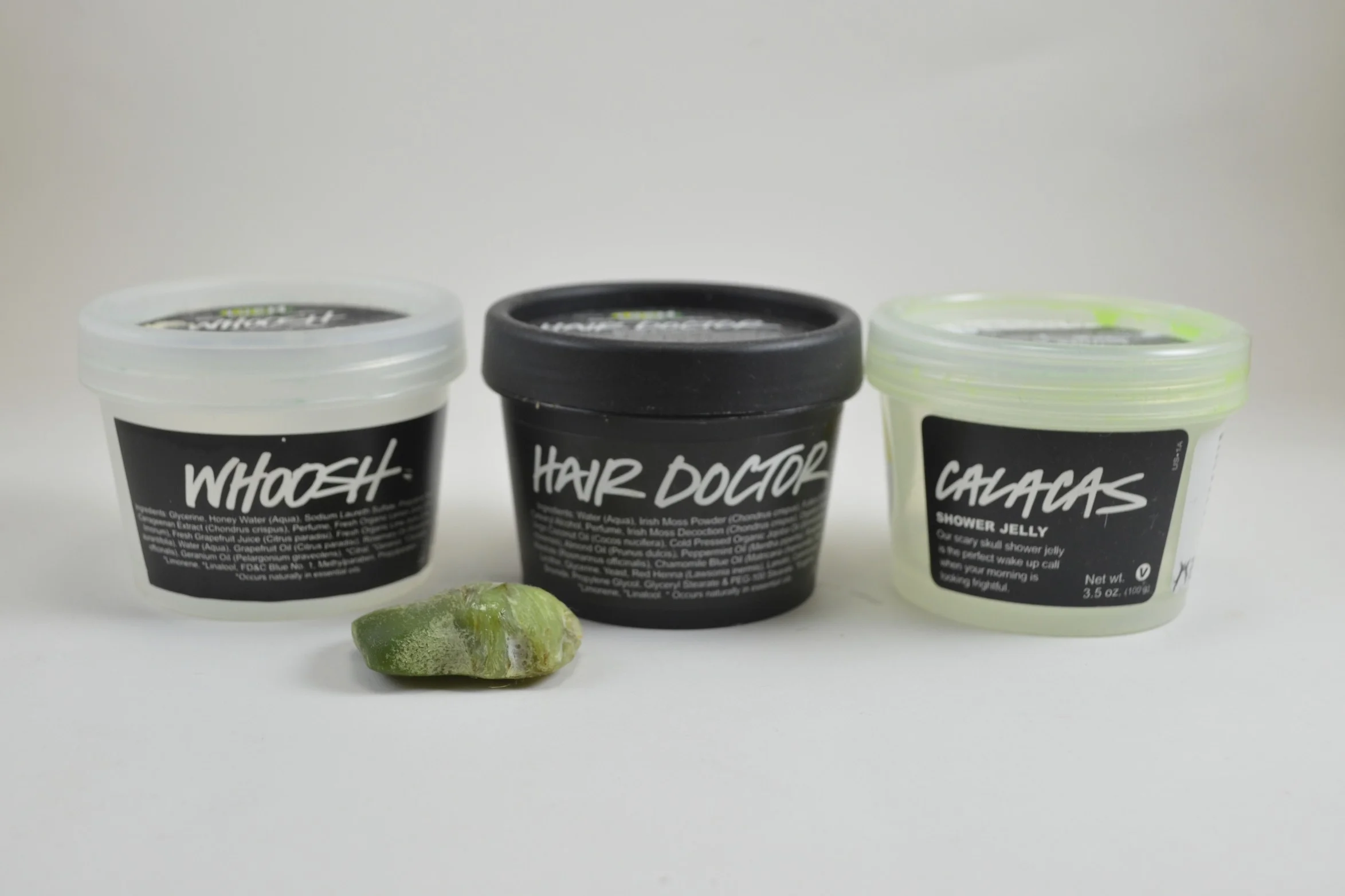 lush whoosh, lush demon in the dark soap, lush hair doctor, lush calacas shower jelly