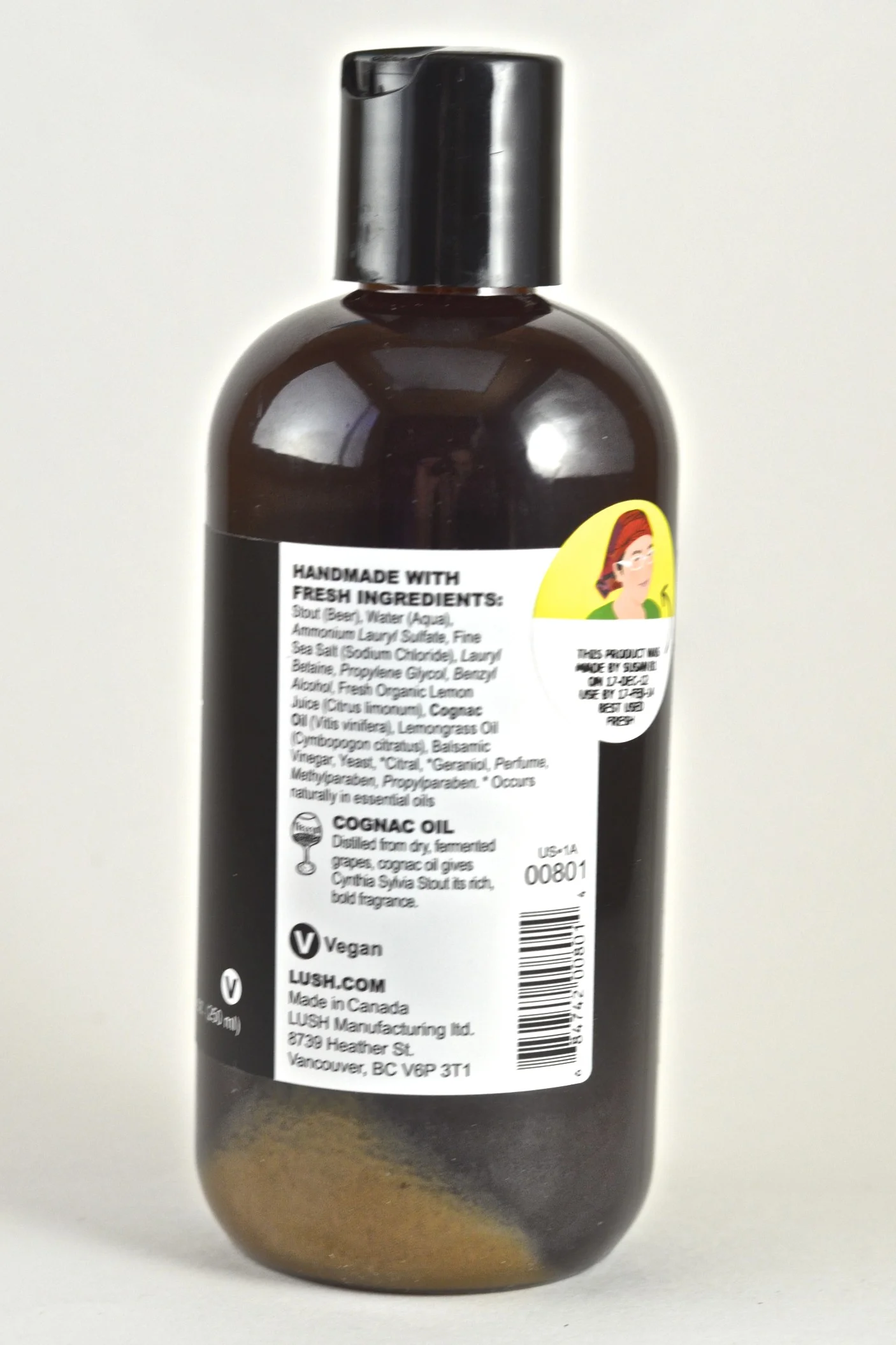 lush cynthia sylvia stout shampoo ingredients label