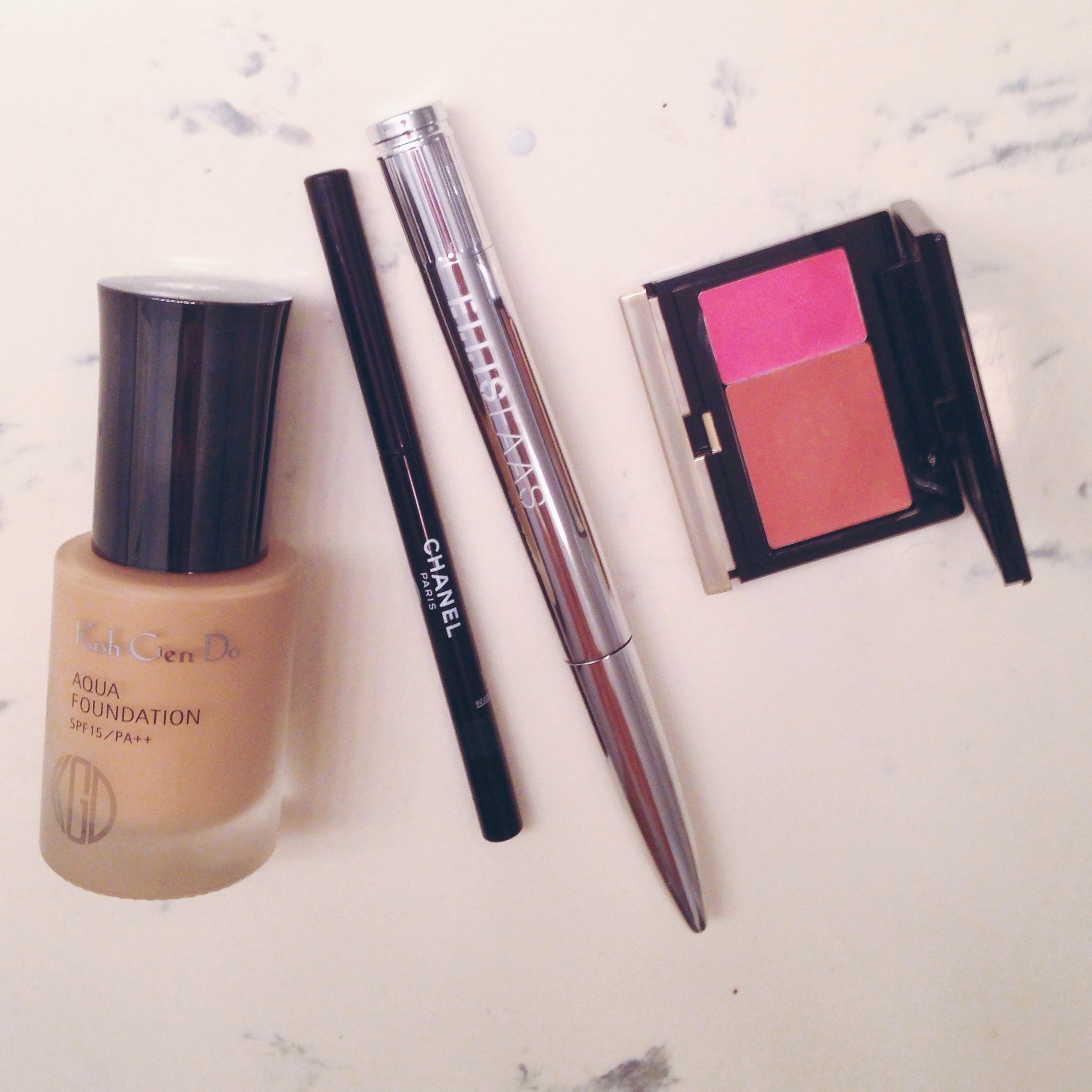 Day 6 - Koh Gen Do Aqua Foundation in OC-2, Chanel Stylo Yeux Eyeliner in Celadon, Ellis Faas Creamy Eyes in E123, Kevyn Aucoin The Creamy Glow Duo in Pravella/Janelle
