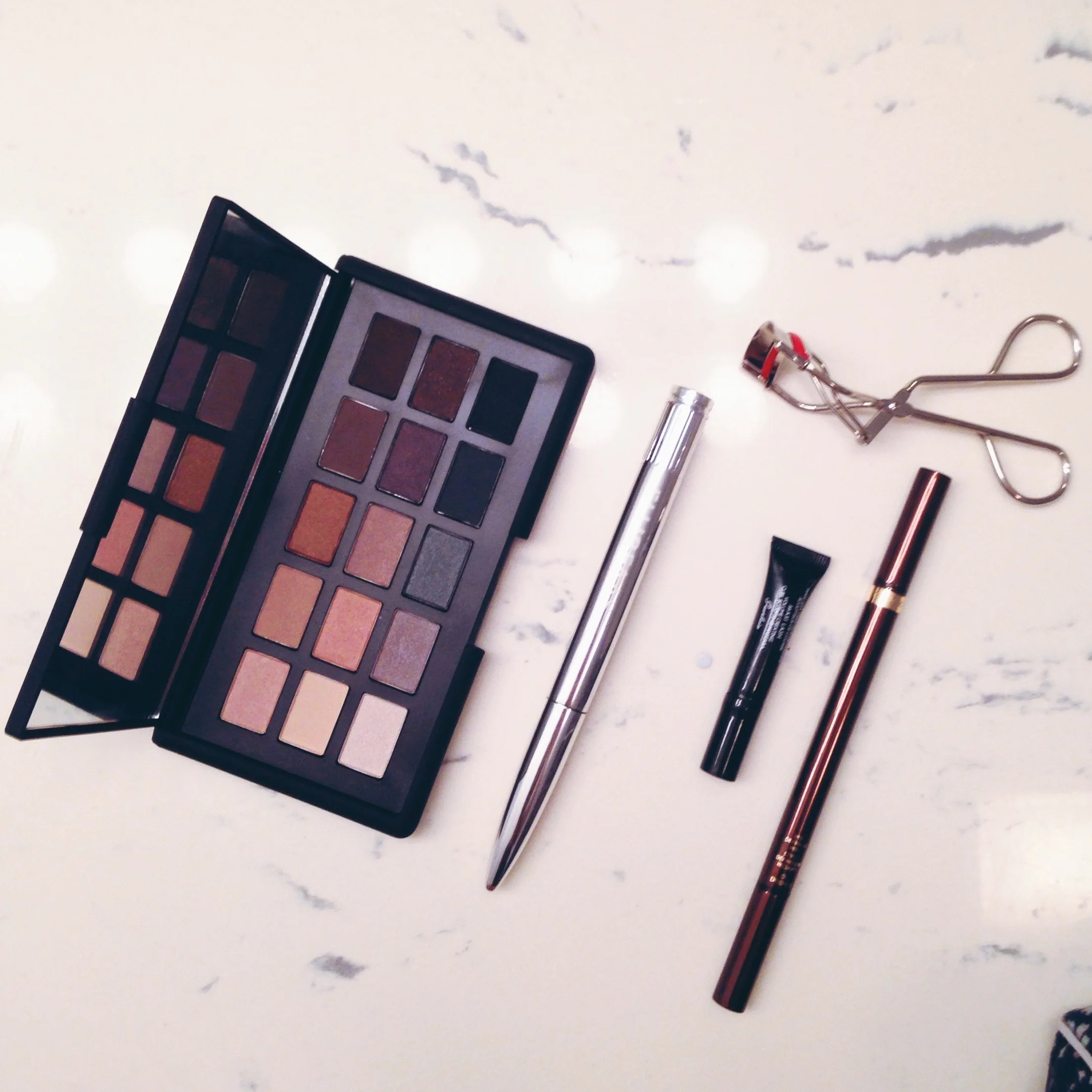 Day 10 - NARSissist Eyeshadow Palette, Ellis Faas Creamy Eyes, Guerlain Mascara, Kevyn Aucoin Eyelash Curler, Tom Ford Eye Defining Pen