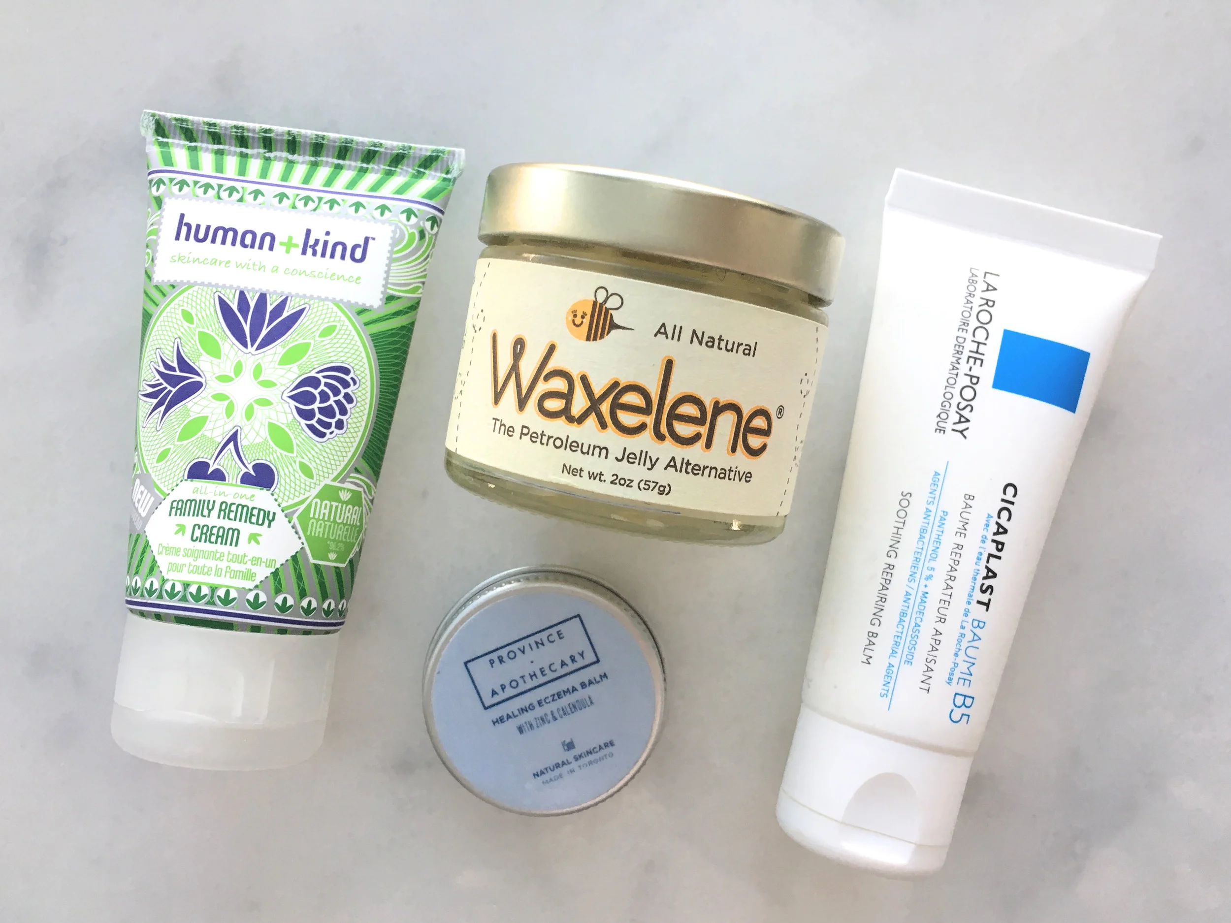 Human+Kind Family Remedy, Waxalene, Province Apothecary Healing Eczema Balm, La Roche Posay Cicaplast B5 Baume