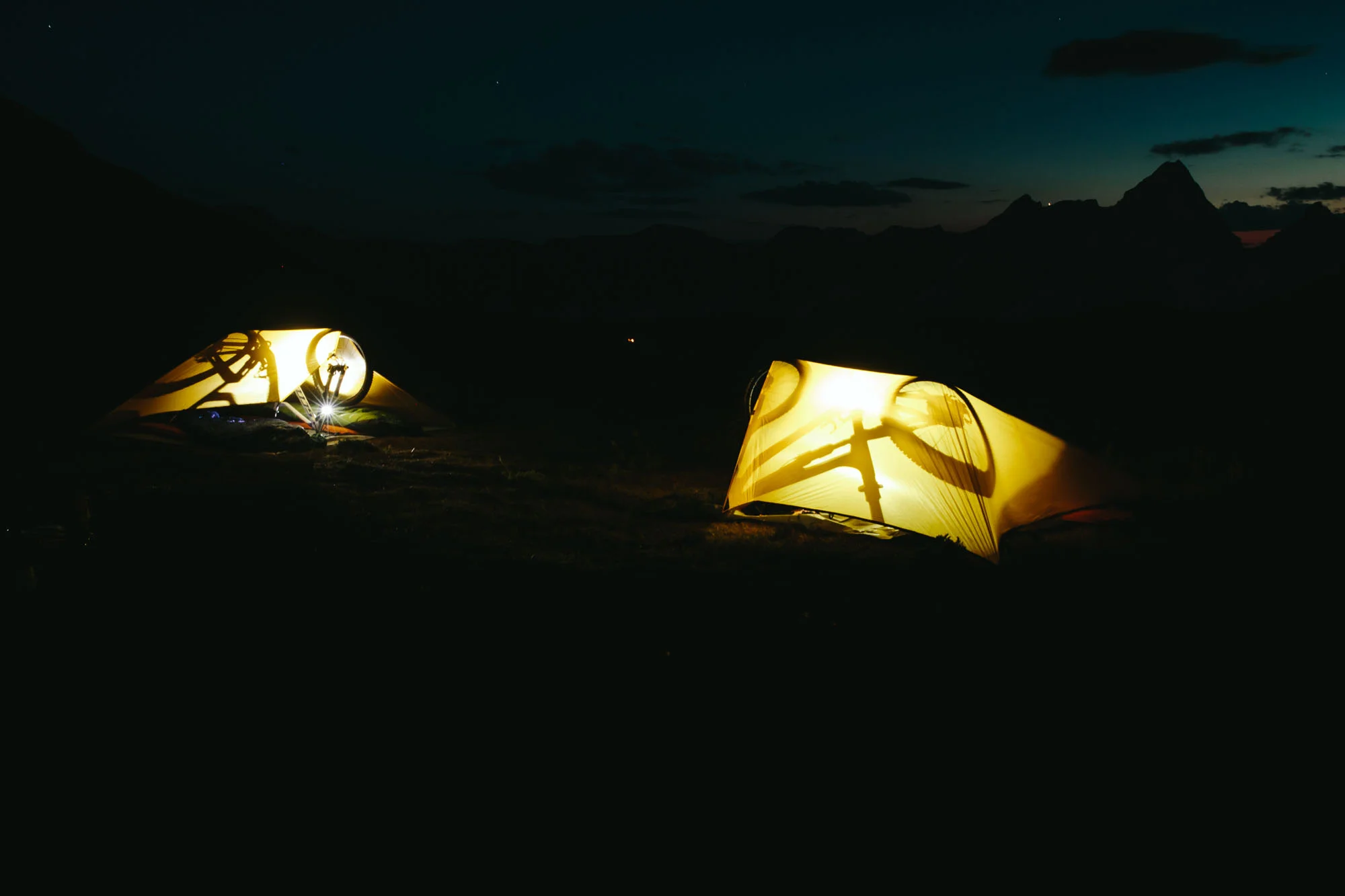 Alpine bike tent camping, Purcell Mountains BC
