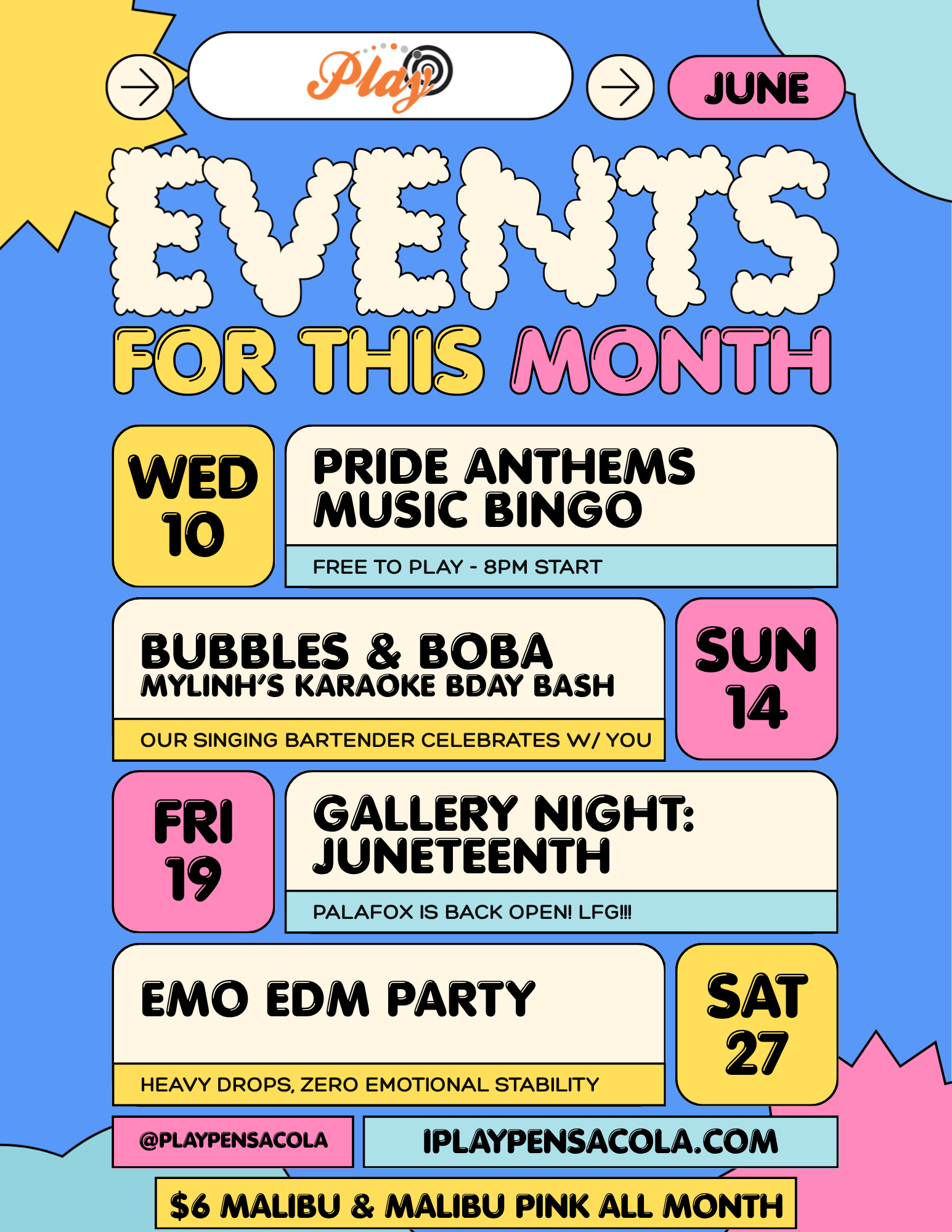 June 2026 Play Calendar of Events