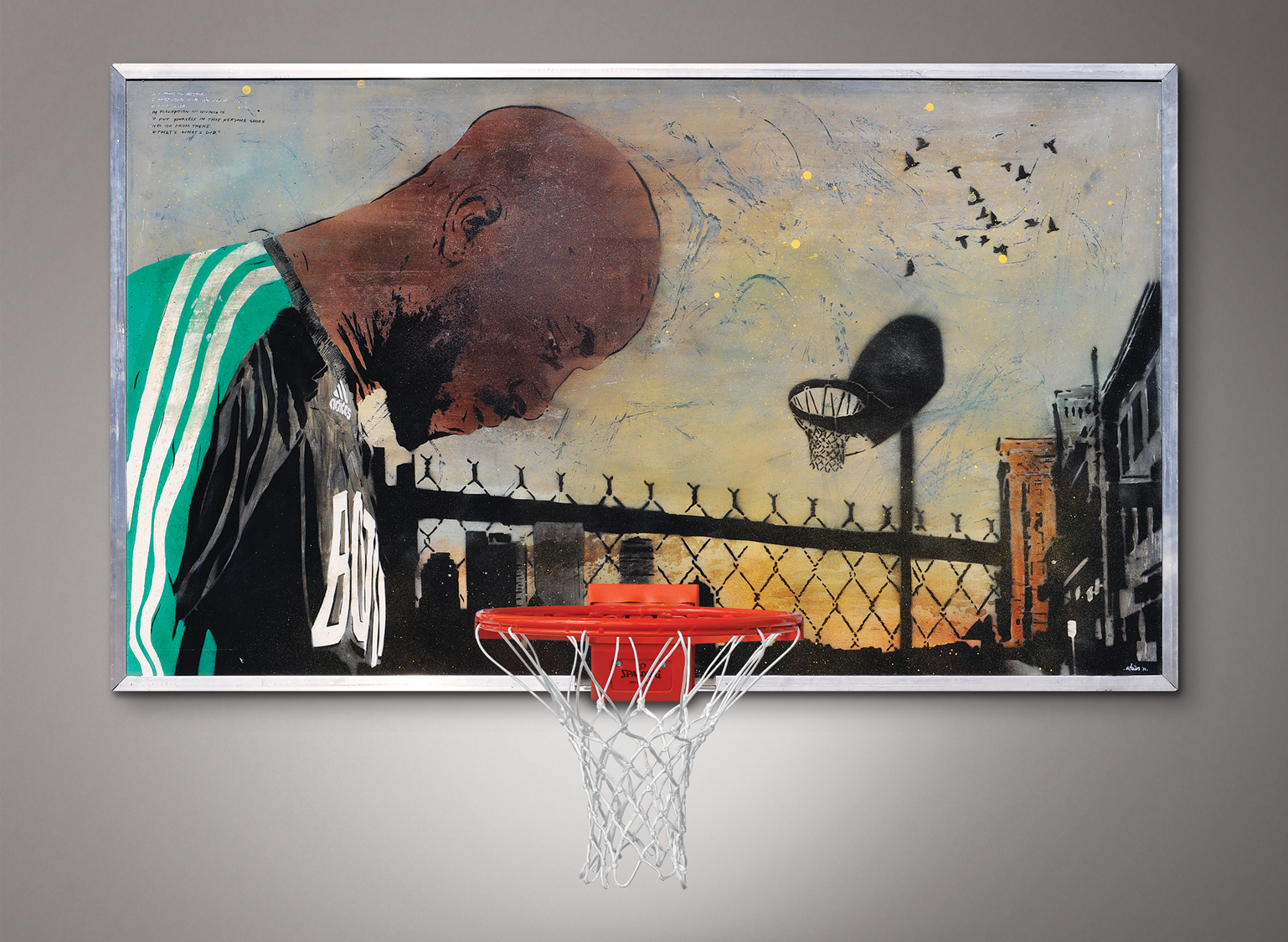 custom painted basketball backboard add a bold strip and monogram