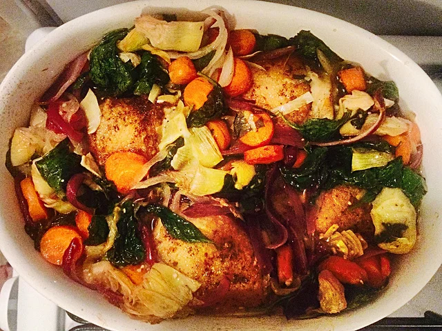 Baked Chicken with Spinach & Artichokes