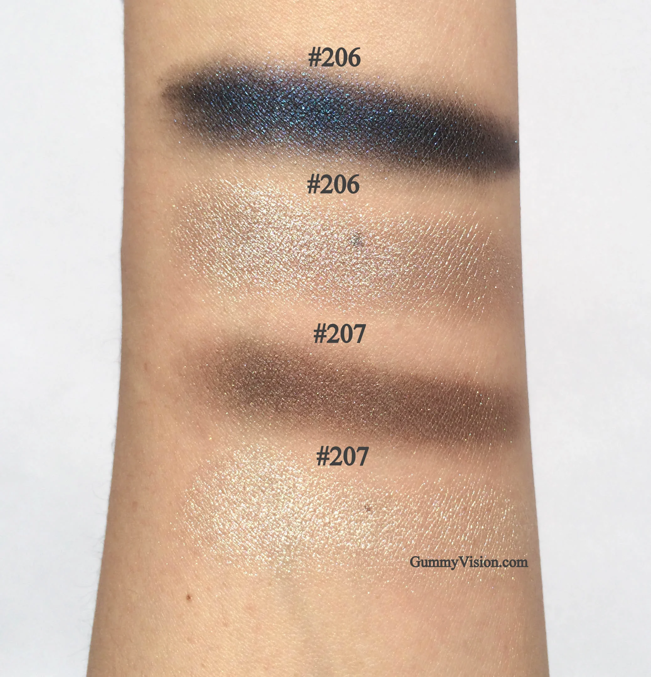 Kevyn Aucoin Eyeshadow Duos in #206 & #207 - sunlight, heavy swatches