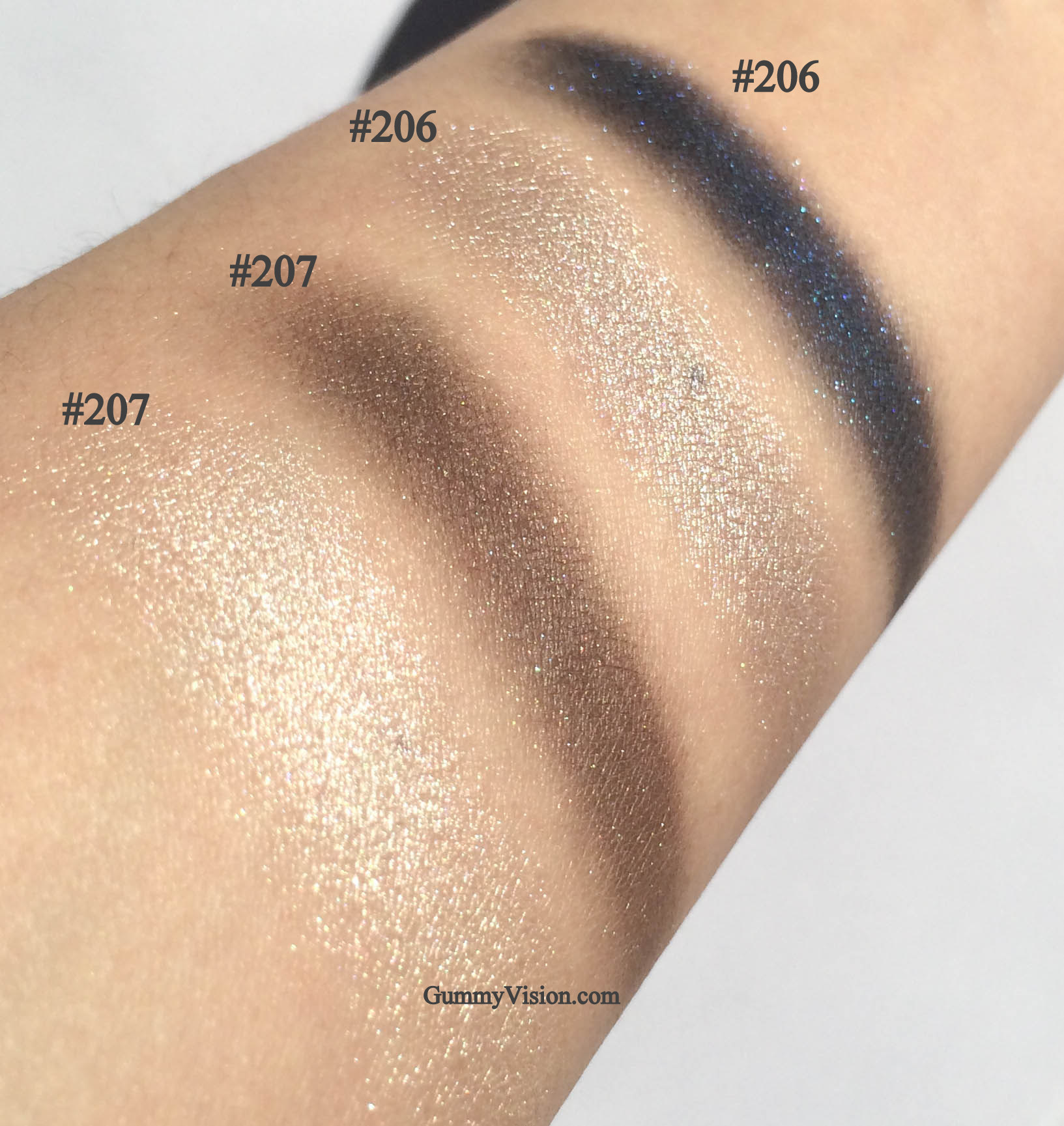 Kevyn Aucoin Eyeshadow Duos in #206 & #207 - sunlight, heavy swatches
