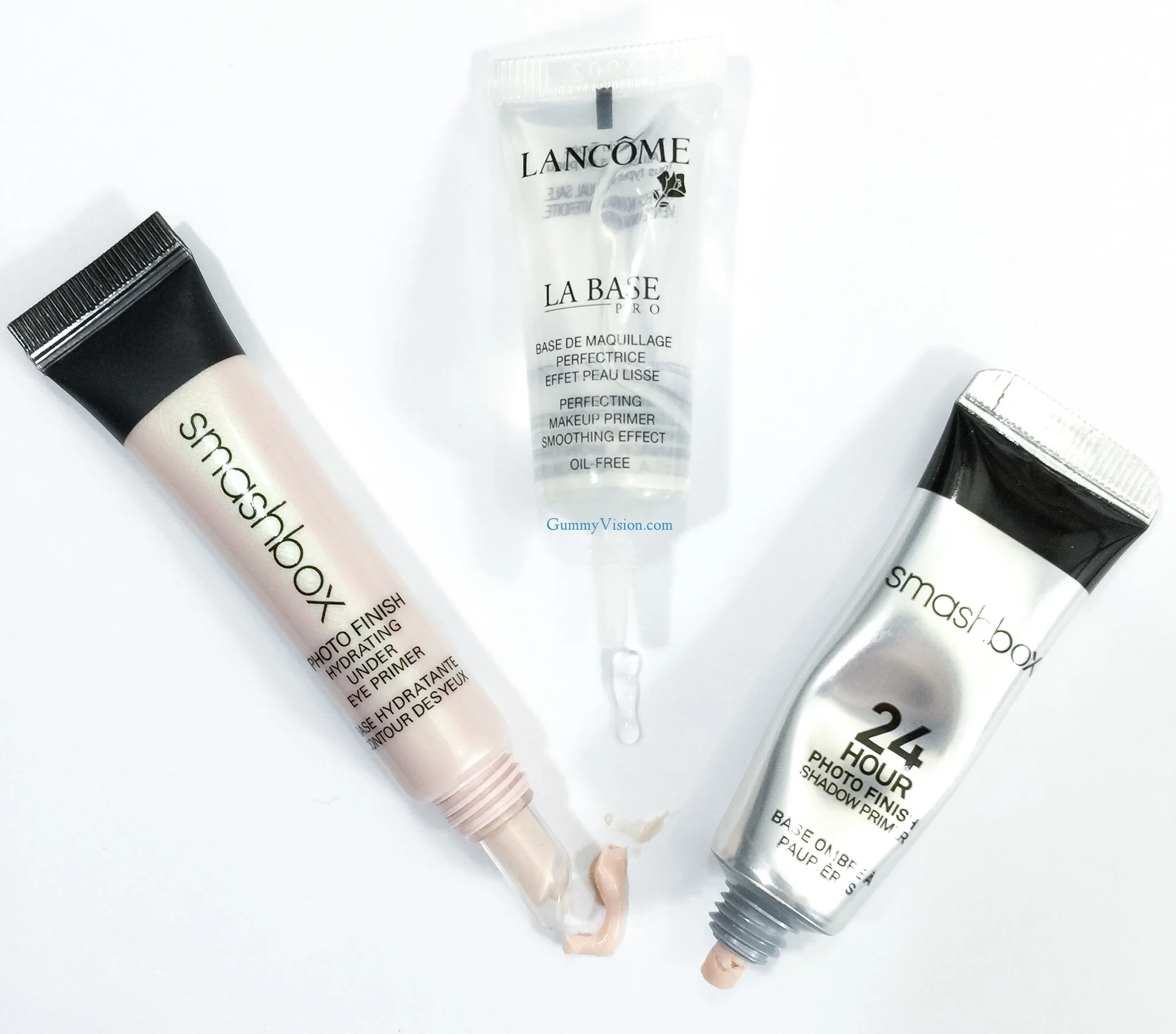 Smashbox Photo Finish Hydrating Under Eye Primer, Smashbox 24 Hour Photo Finish Shadow Primer, Lancome La Base Pro Perfecting Makeup Primer - www.gummyvision.com