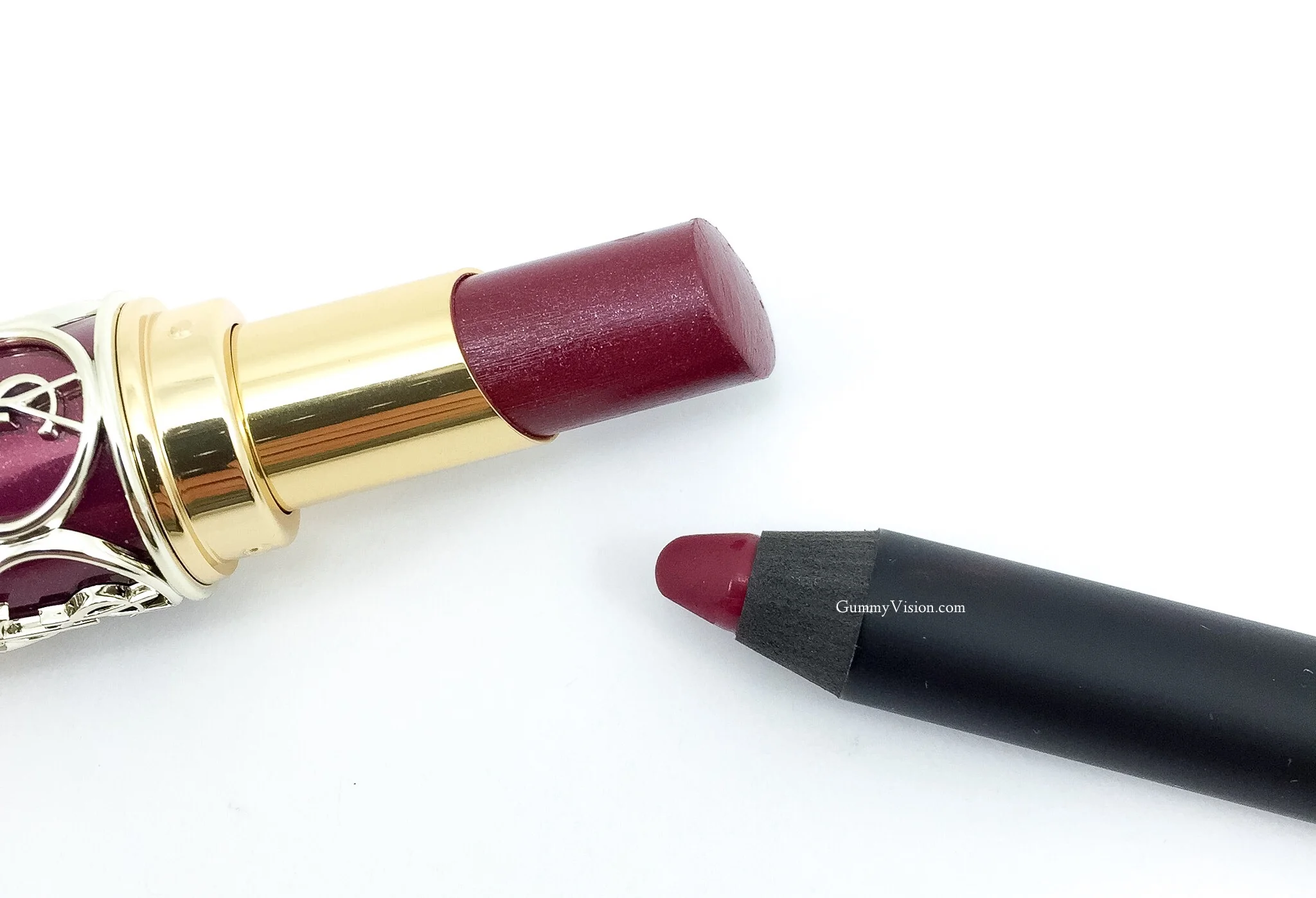NARS Velvet Matte Lip Pencil In Damned + YSL Rouge Volupte Shine In 2 Pourpre Intouchable - www.gummyvision.com