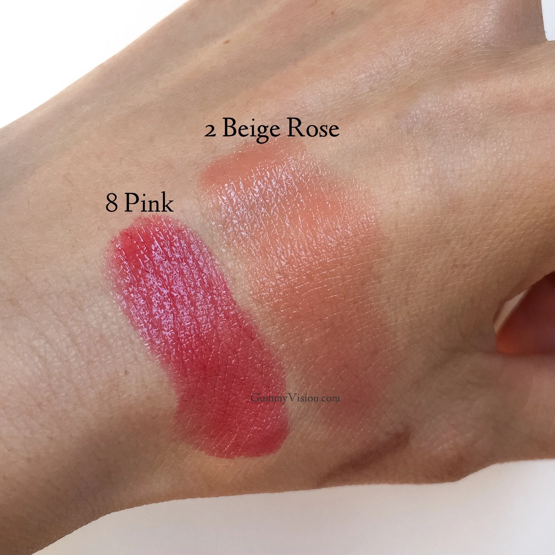 Swatched: Sisley Phyto Lip Gloss in 2 Beige Rose & 8 Pink - gummyvision.com