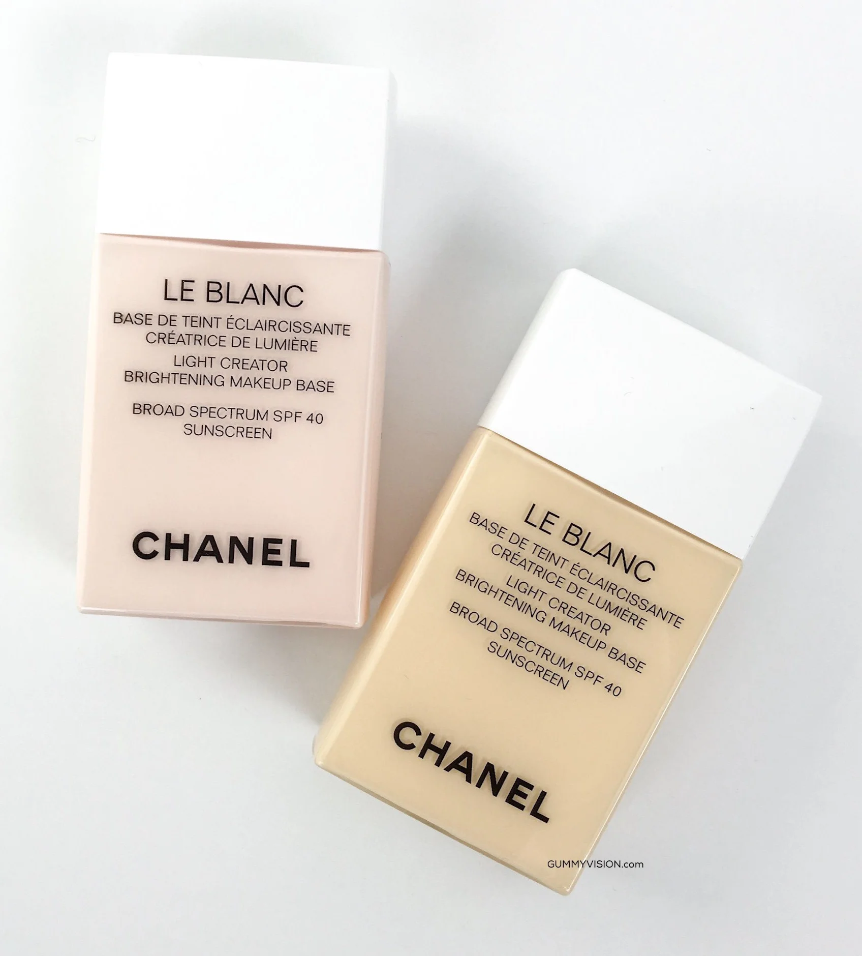 Chanel Le Blanc Light Creator Brightening Makeup Base in Rosee and Mimosa 