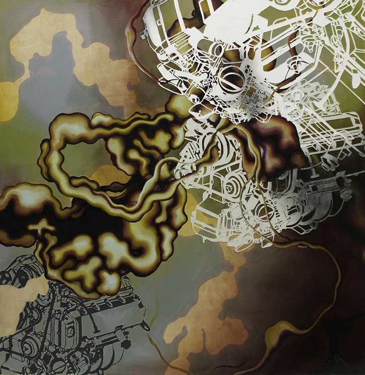 Katal Oil wax and paper on panel 48" x 48" 2007