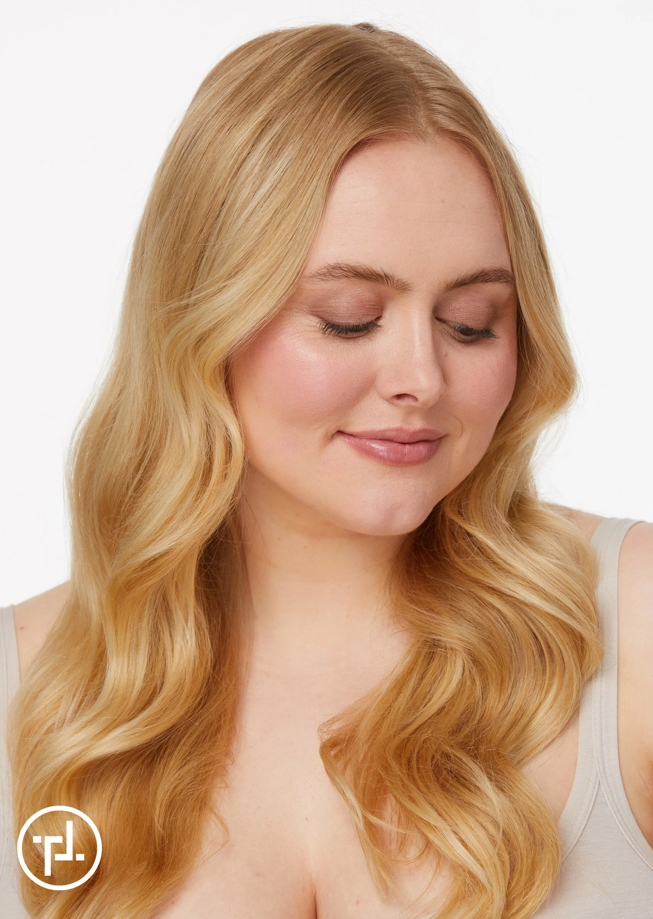 Beauty model wearing Trinny London eyeshadow for makeup beauty shoot