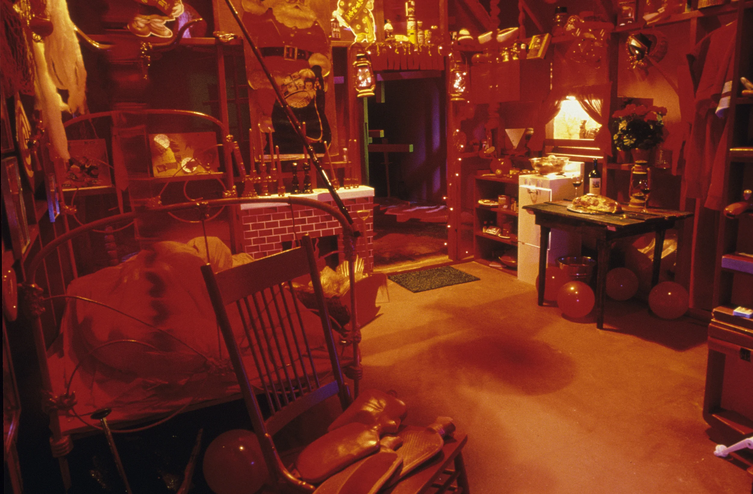 Red Room interior. There were dioramas in the cupboard, the windows, and the oven.