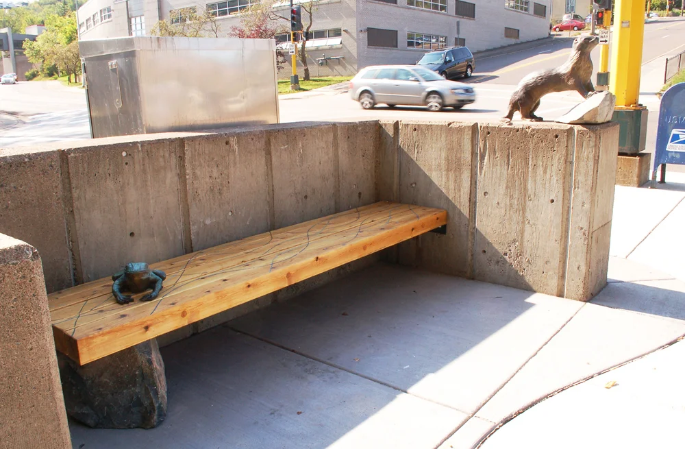 Estuary Plaza; Frog Bench, Otter