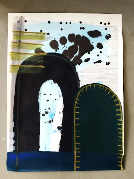 "Nesting", 22"x30", Mixed media on paper.