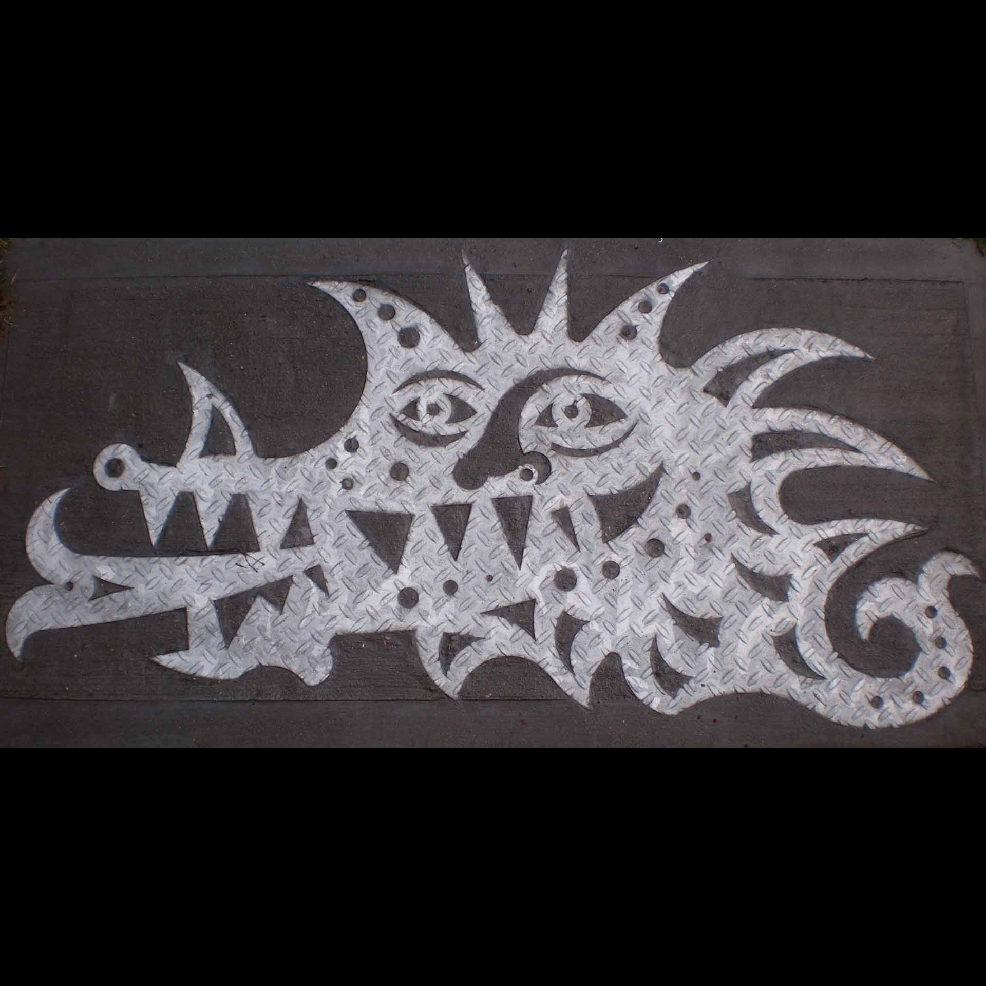  "Dragon Head", laser cut industrial steel plate, 4'x2', 2002 