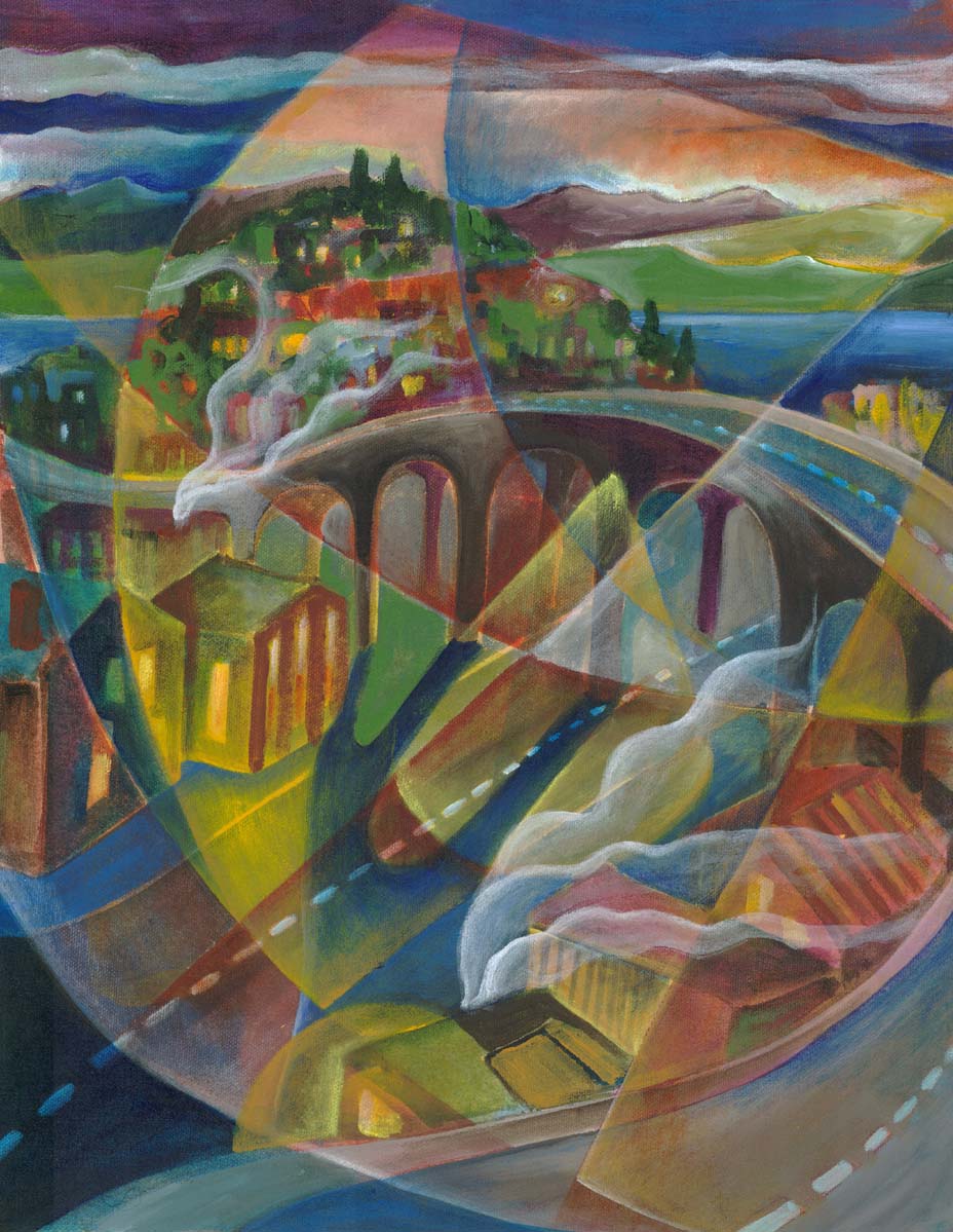  ​"Magnolia Viaduct", acrylic on canvas, 16"z24", 2004  
