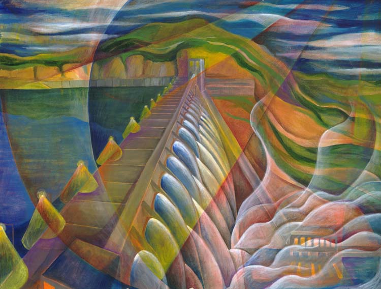  "Grand Coulee Dam", acrylic o canvas, 30"x26", 2004 