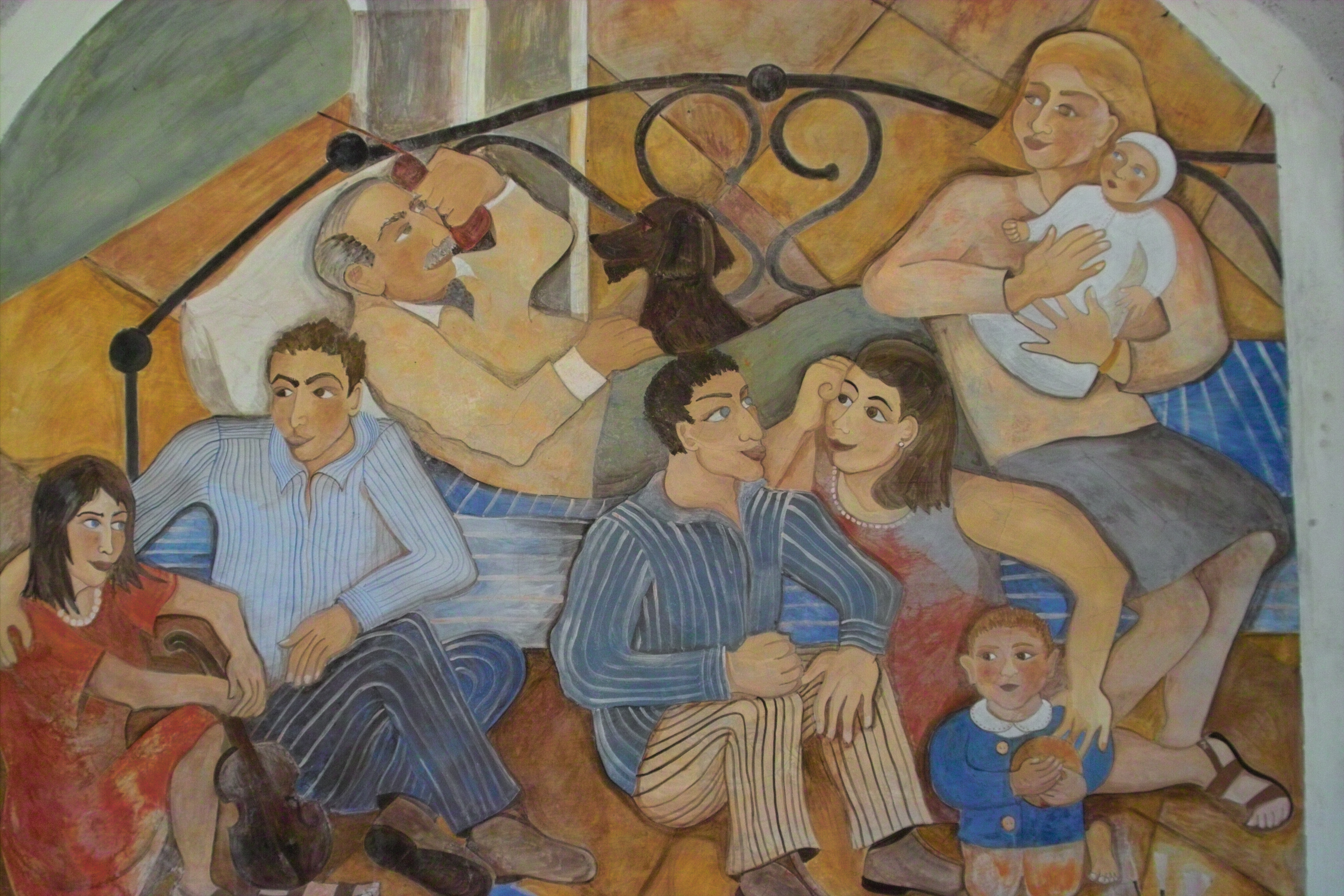  "Family Fresco", fresco on stone wall, 10'x10', 1996, Sparone, Italy 