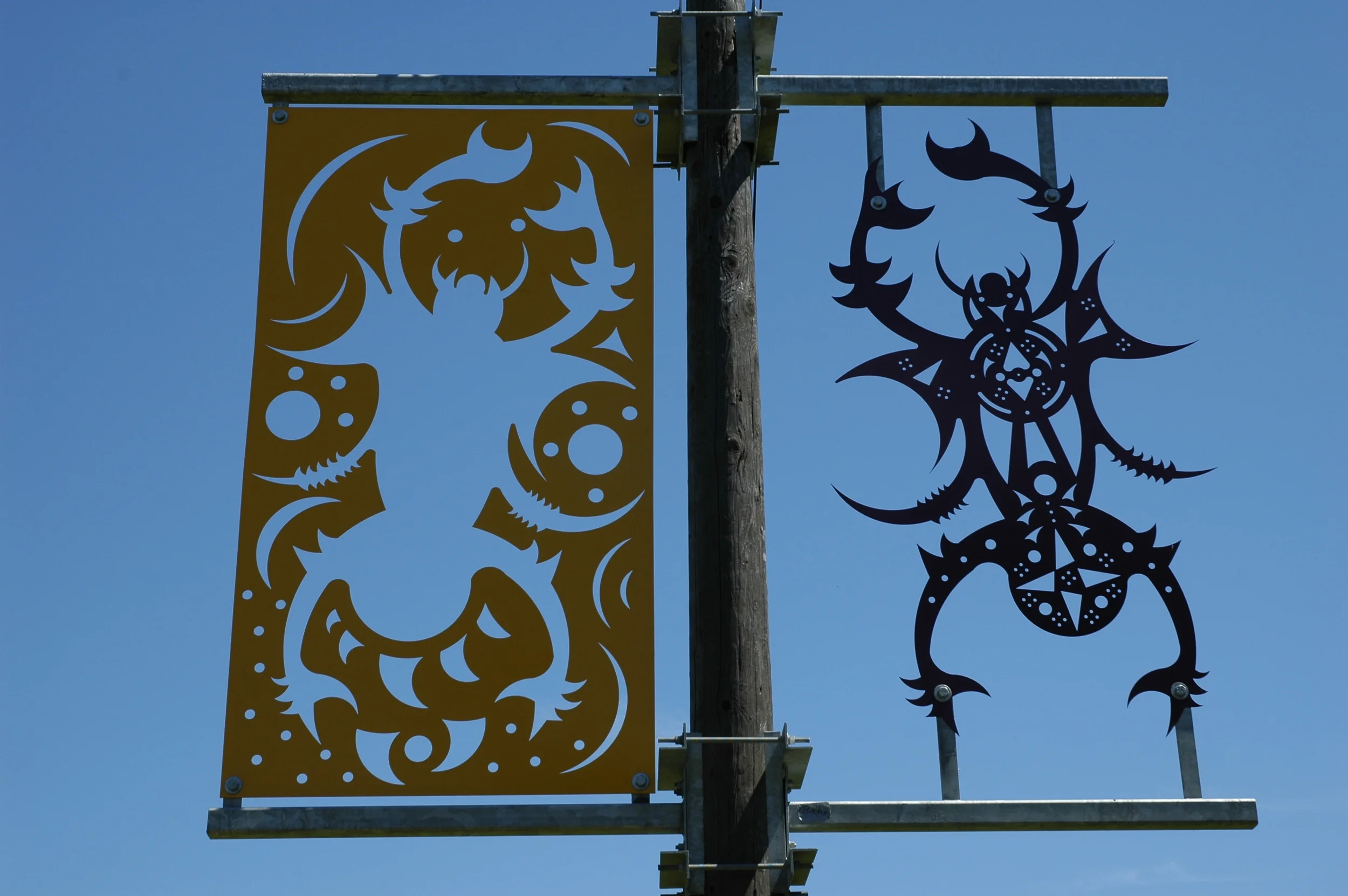"Othello Park Banner, Spider", laser cut steel, 10'x8', 2002