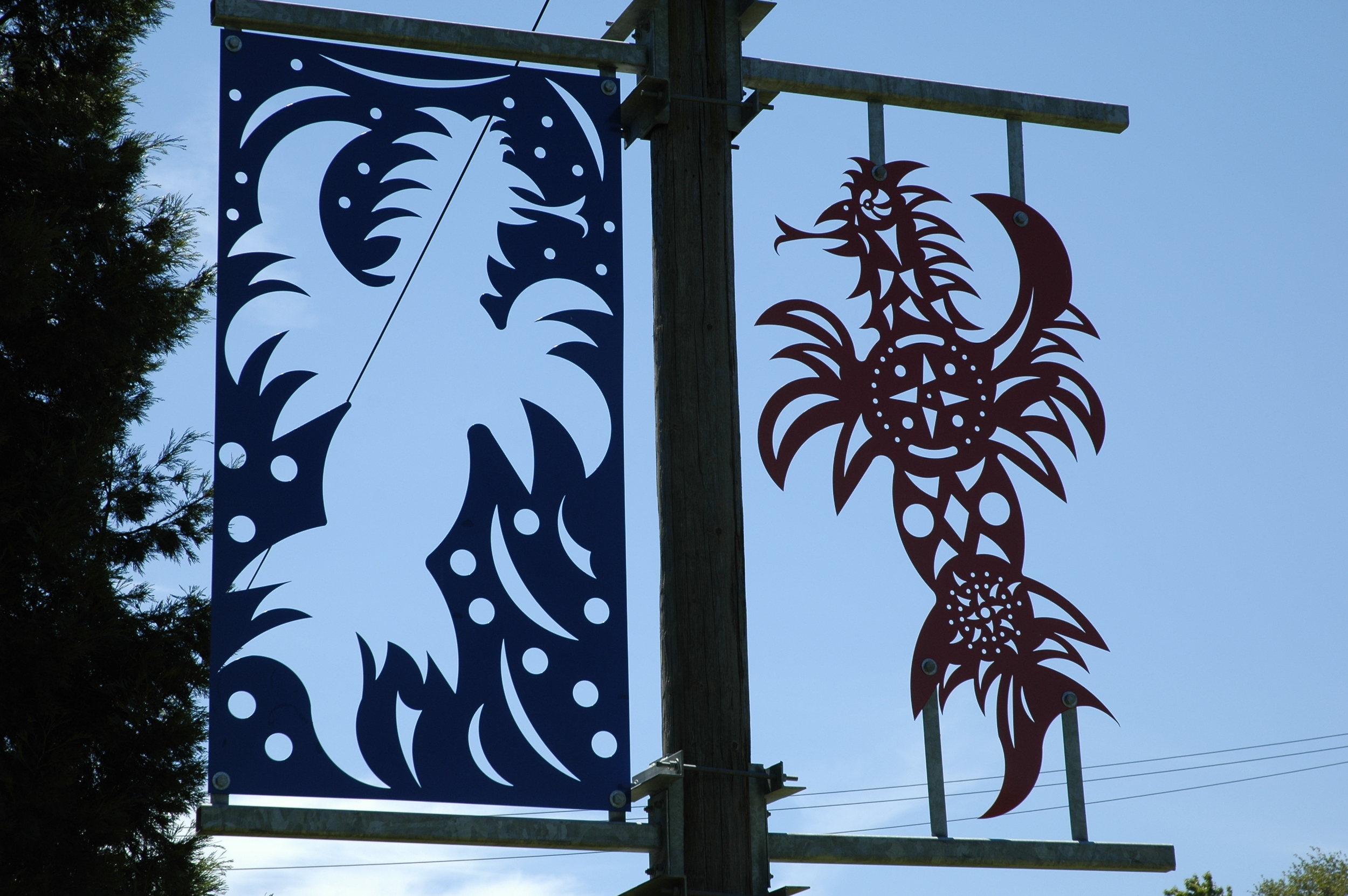  "Othello Park Banner, Phoenix", laser cut steel, 10'x8', 2002 