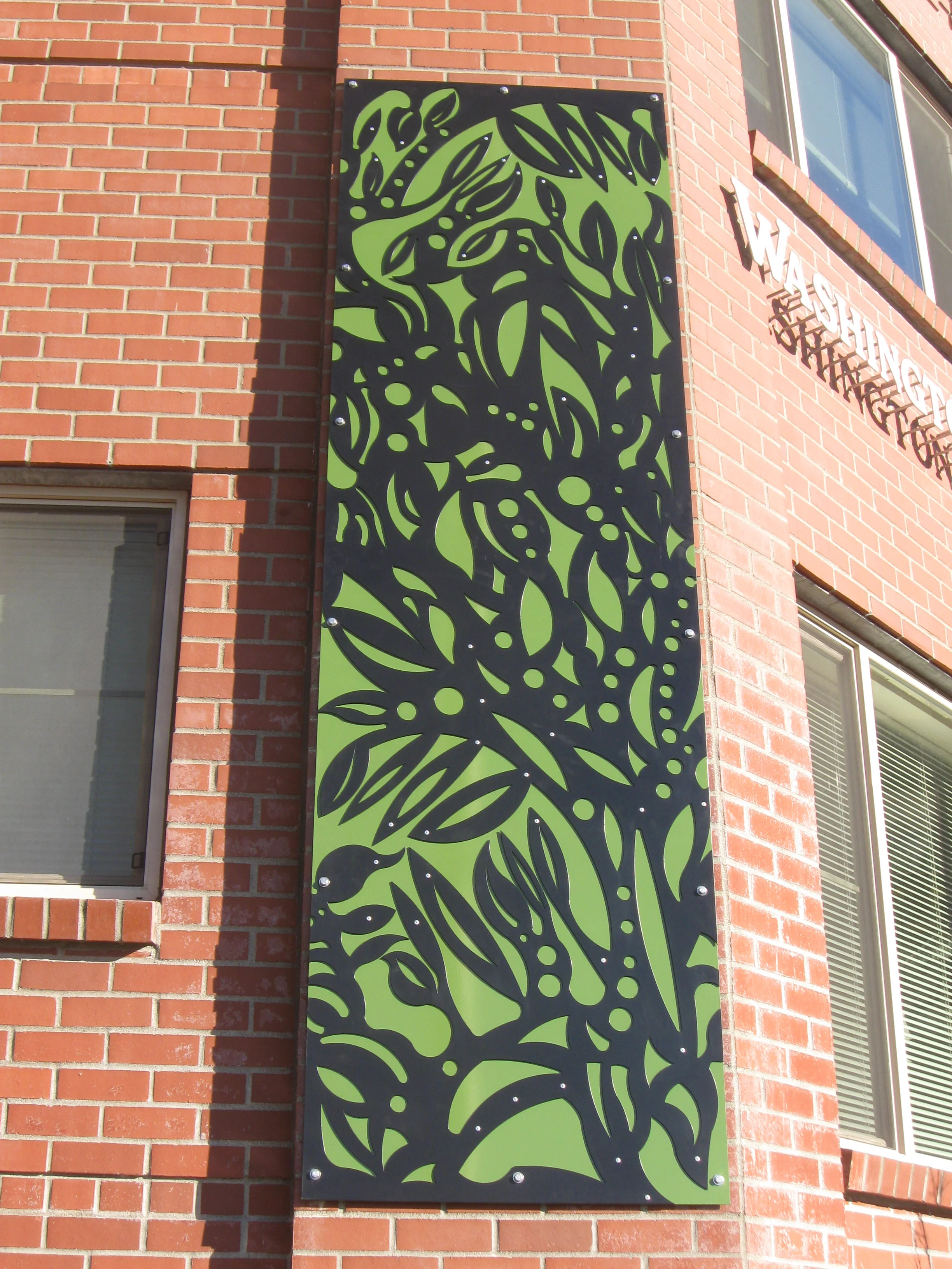 "Terrace Apartments Bamboo Panel", laser cut steel, 4'x12', 2010
