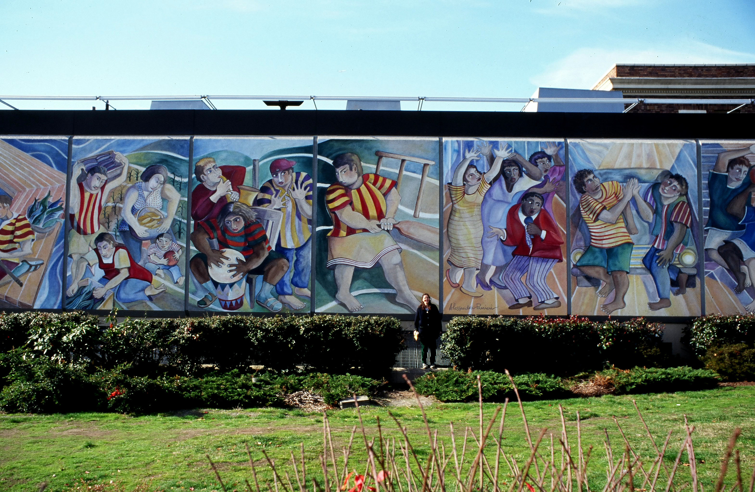  "Rainier Valley Neighbors", acrylic mural, 84'x16', 1995 