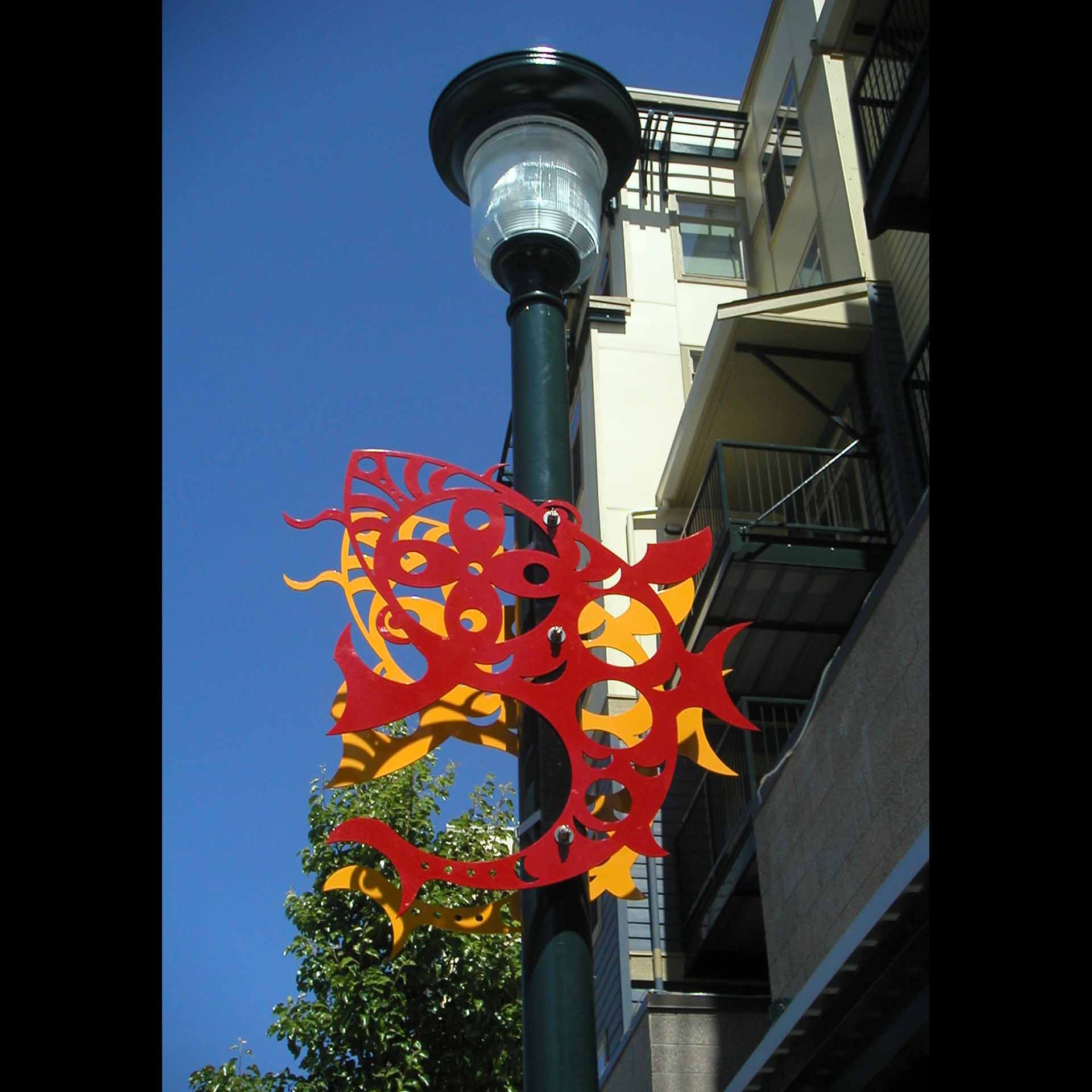  "Rainier Court Koi Fish Banner", laser cut steel, ​4'x6', 2003  