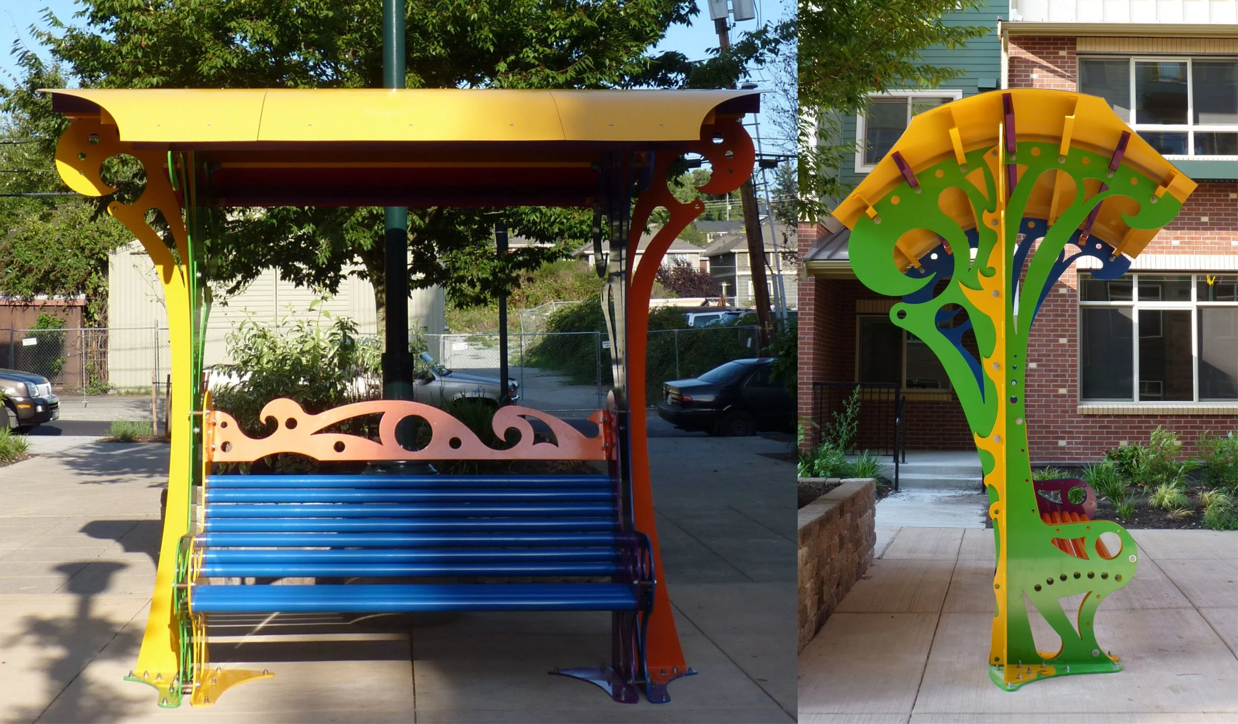 "Rainier Court Bench", laser cut steel, 8'x5'x9', 2005