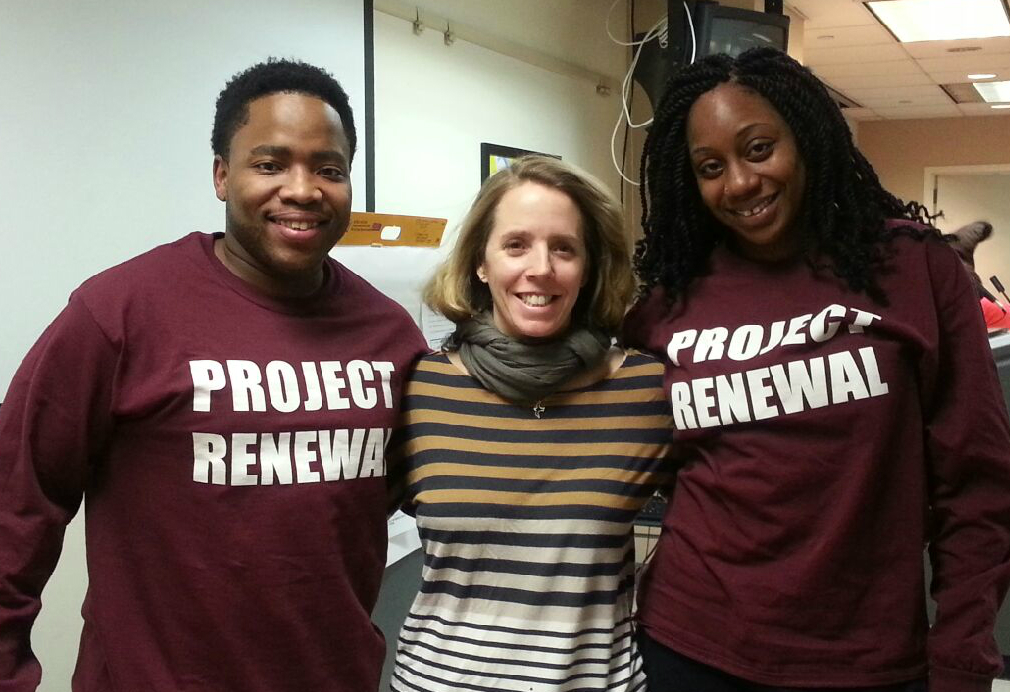 Left to right: Aluta Khanyile (Assistant Director, Project Renewal's Third Street Men's Shelter), Christy Parque (Executive Director, Homeless Services United) and Elizabeth Fasanya (Case Manager Project Renewal, In Homes Now)